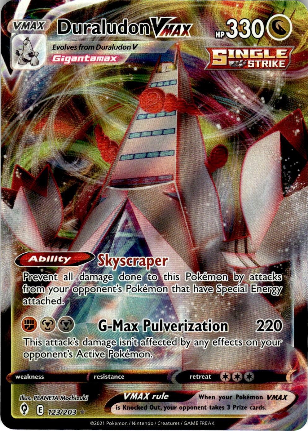 2021 POKEMON DURALUDON VMAX 123/203 HOLO VMAX RARE EVOLVING SKIES NEAR MINT