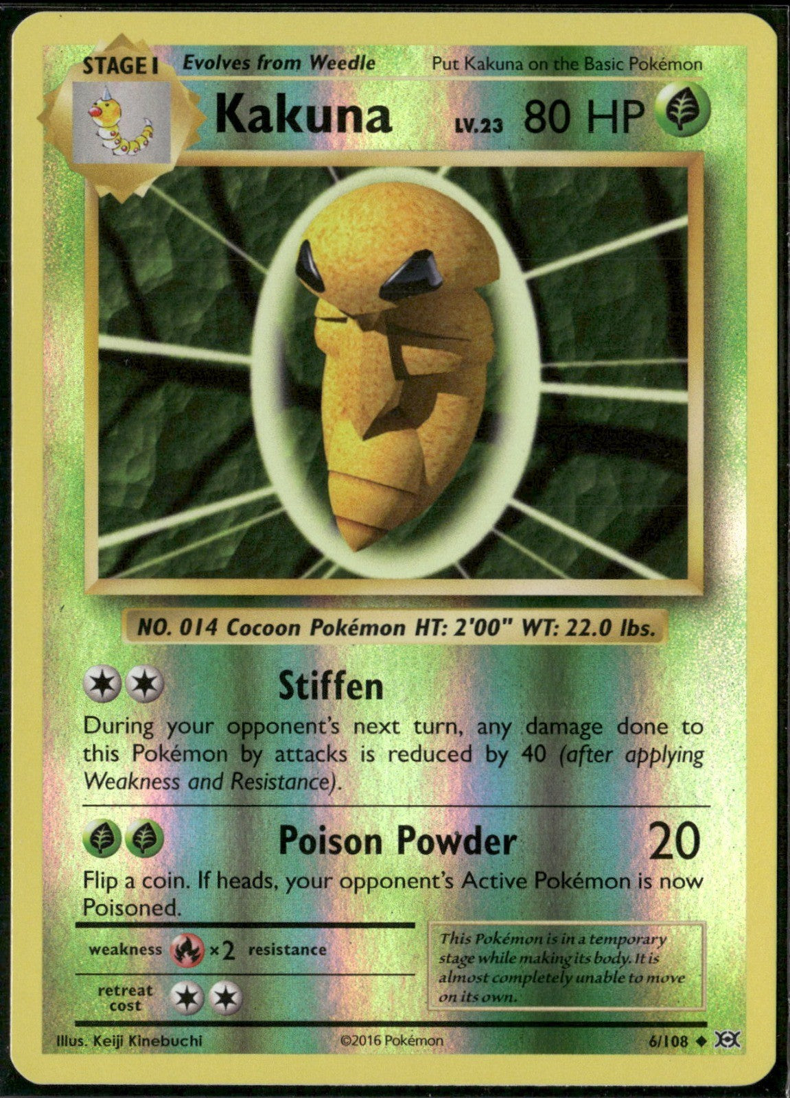Kakuna Reverse Holo Uncommon XY - Evolutions 6/108 NM