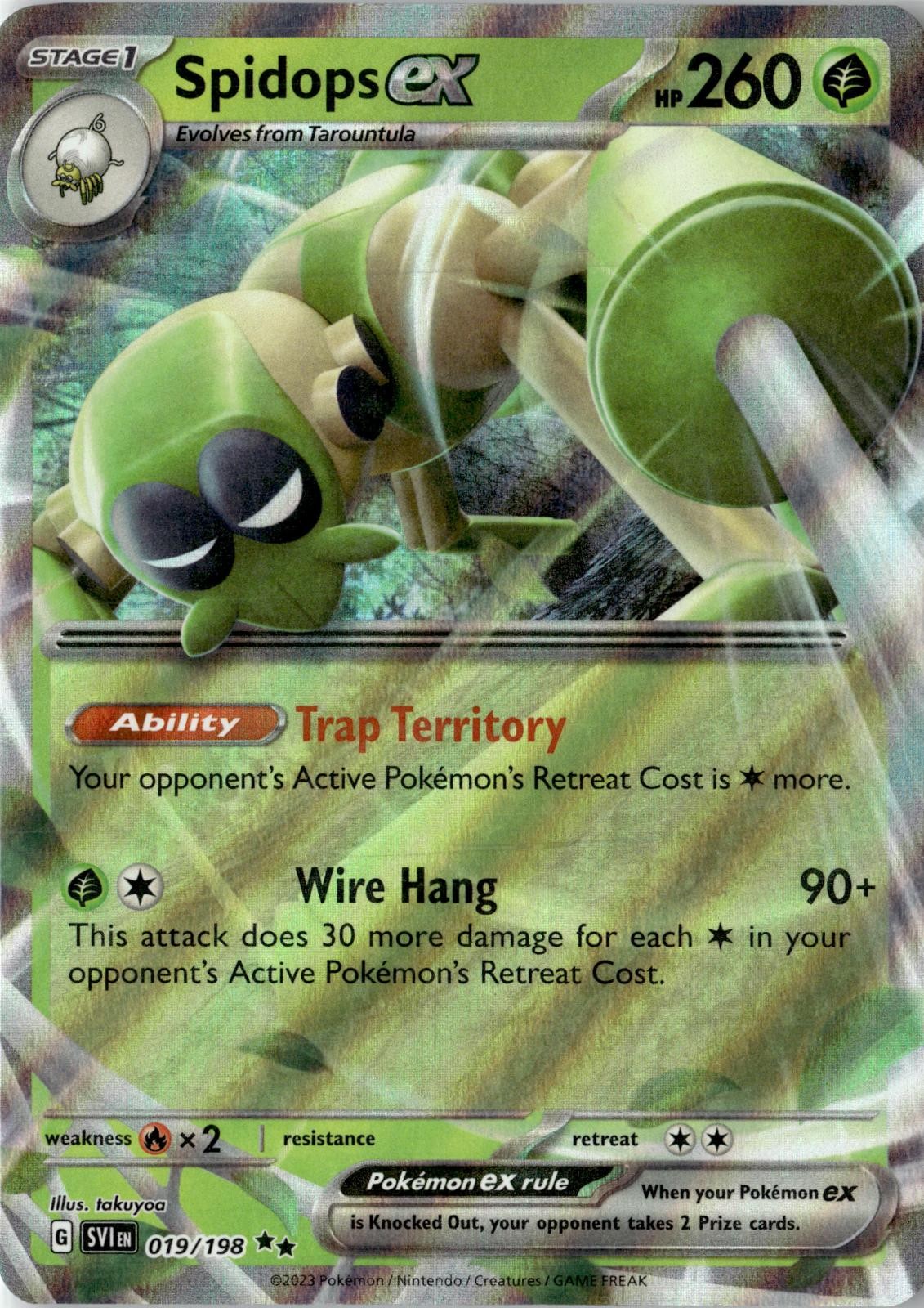 2023 POKEMON SPIDOPS EX 019/198 DOUBLE RARE SCARLET & VIOLET HOLO NEAR MINT
