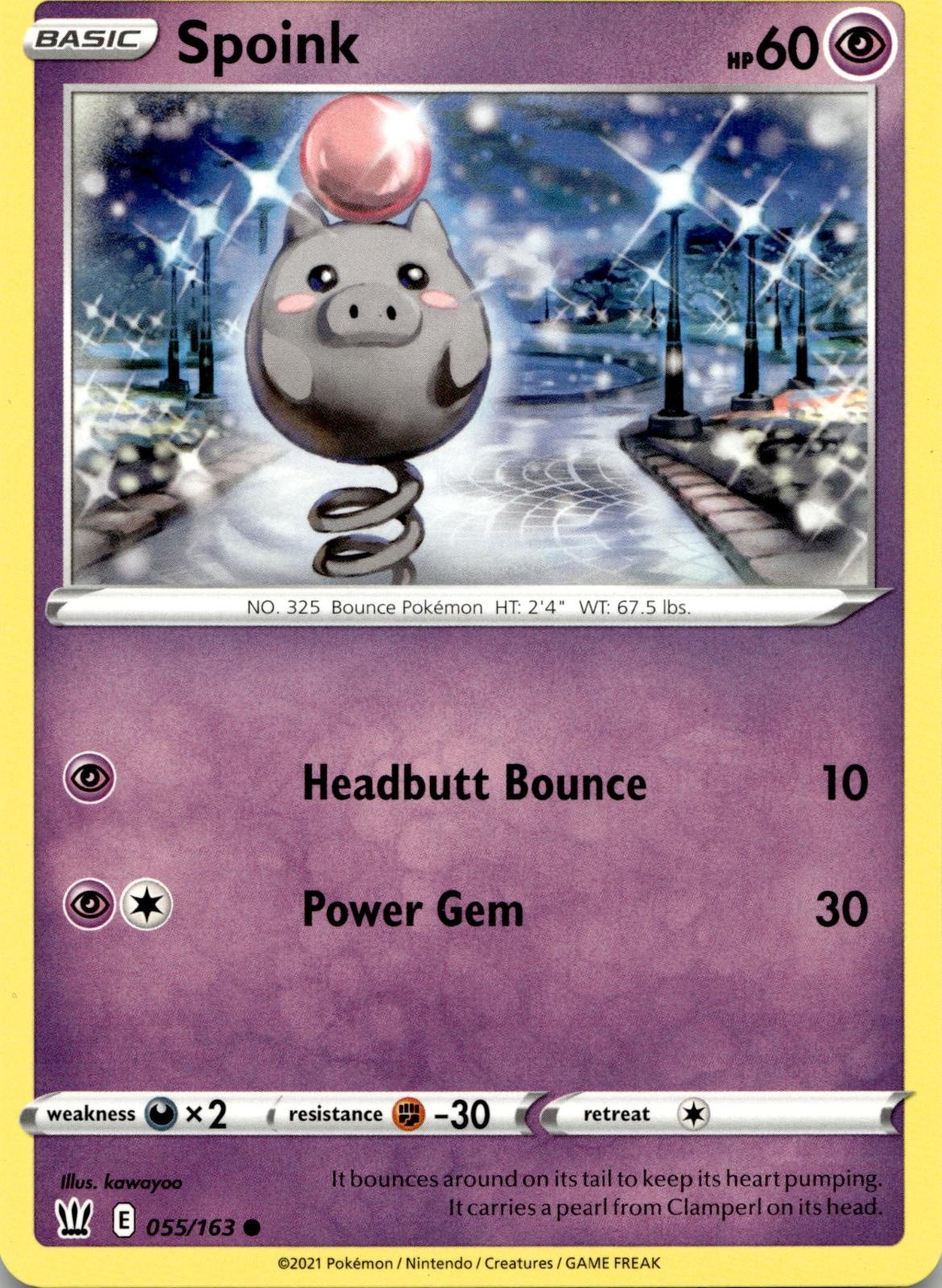 Spoink 055/163 Common Battle Styles Pokemon Near Mint