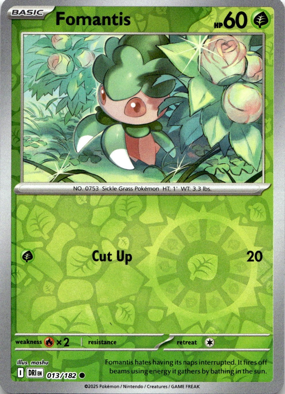 Fomantis 013/182 Common Destined Rivals Pokemon Reverse Holo Near Mint