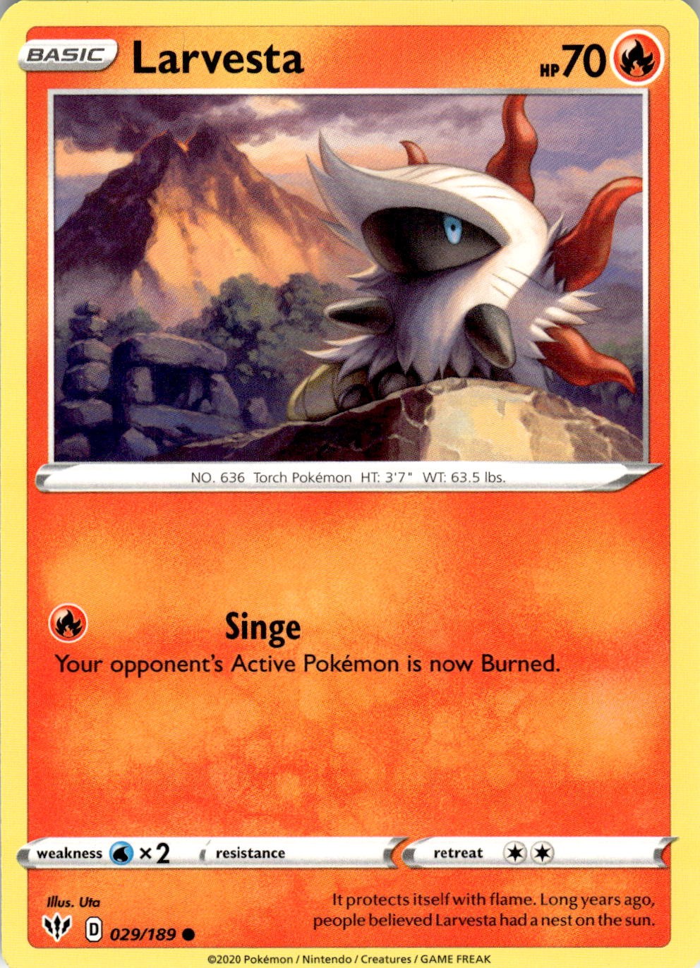 Larvesta 029/189 Common Darkness Ablaze Pokemon Lightly Played