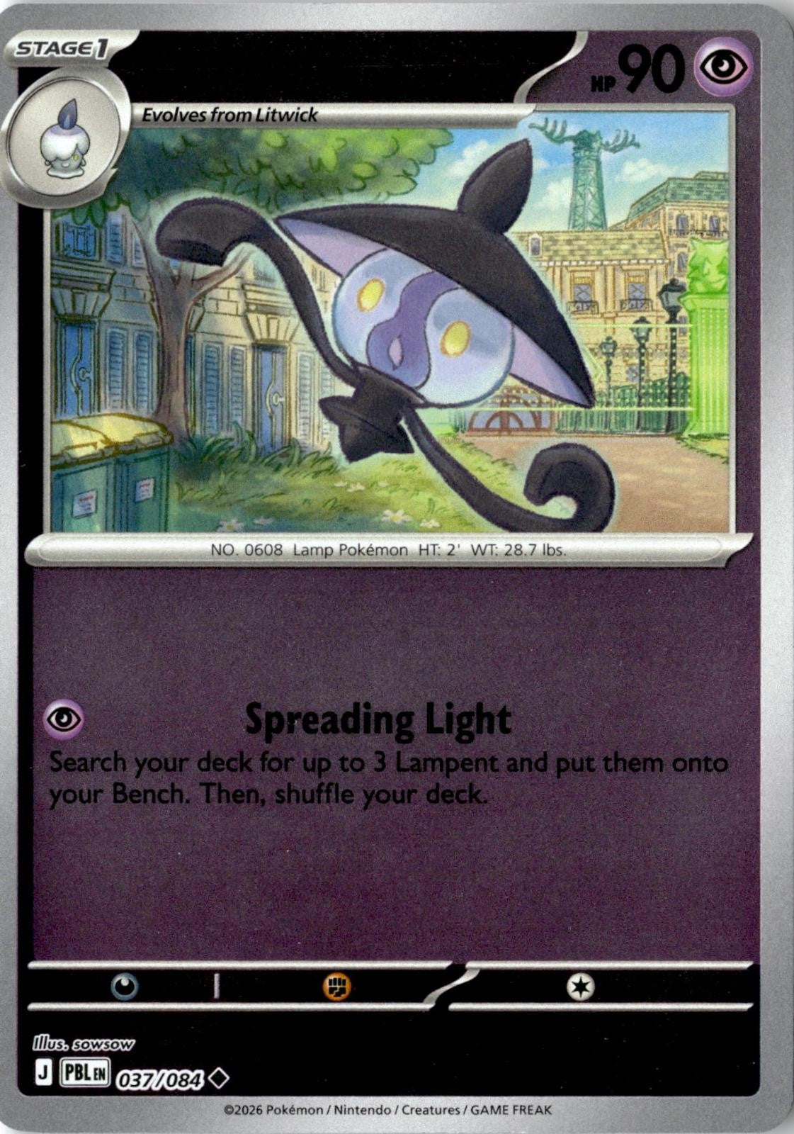 2026 POKEMON LAMPENT 037/084 UNCOMMON PITCH BLACK REVERSE HOLO NEAR MINT