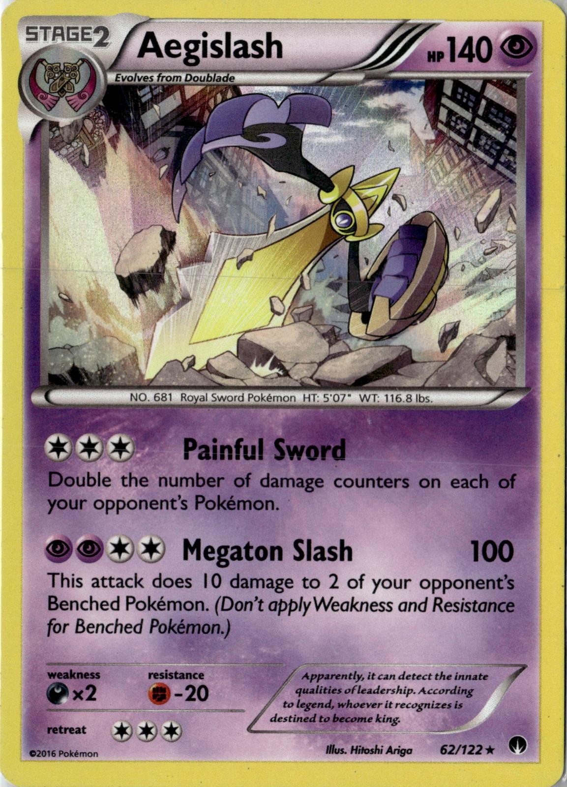 2016 POKEMON AEGISLASH 62/122 HOLO RARE BREAKPOINT NEAR MINT
