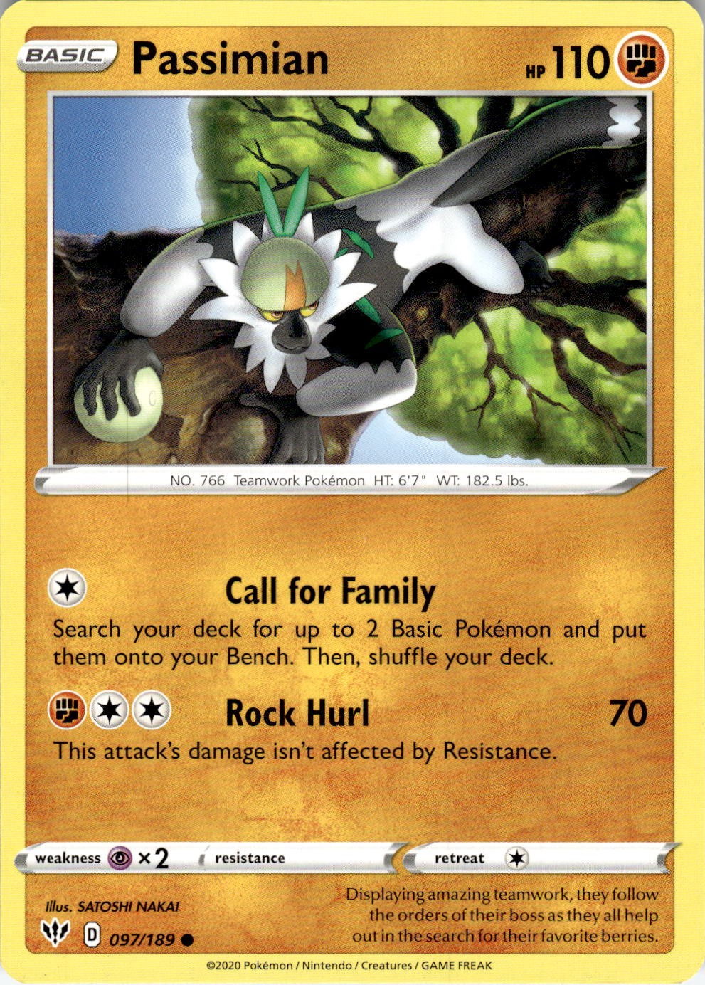 Passimian 097/189 Common Darkness Ablaze Pokemon Near Mint