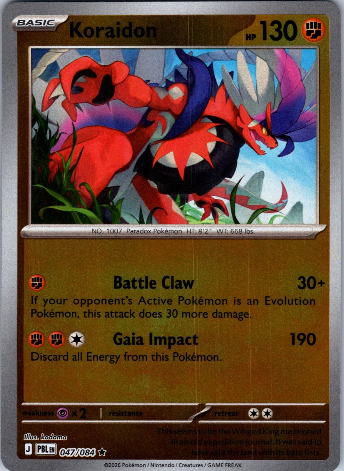 Koraidon 047/084 Rare Pitch Black Pokemon Holo Lightly Played