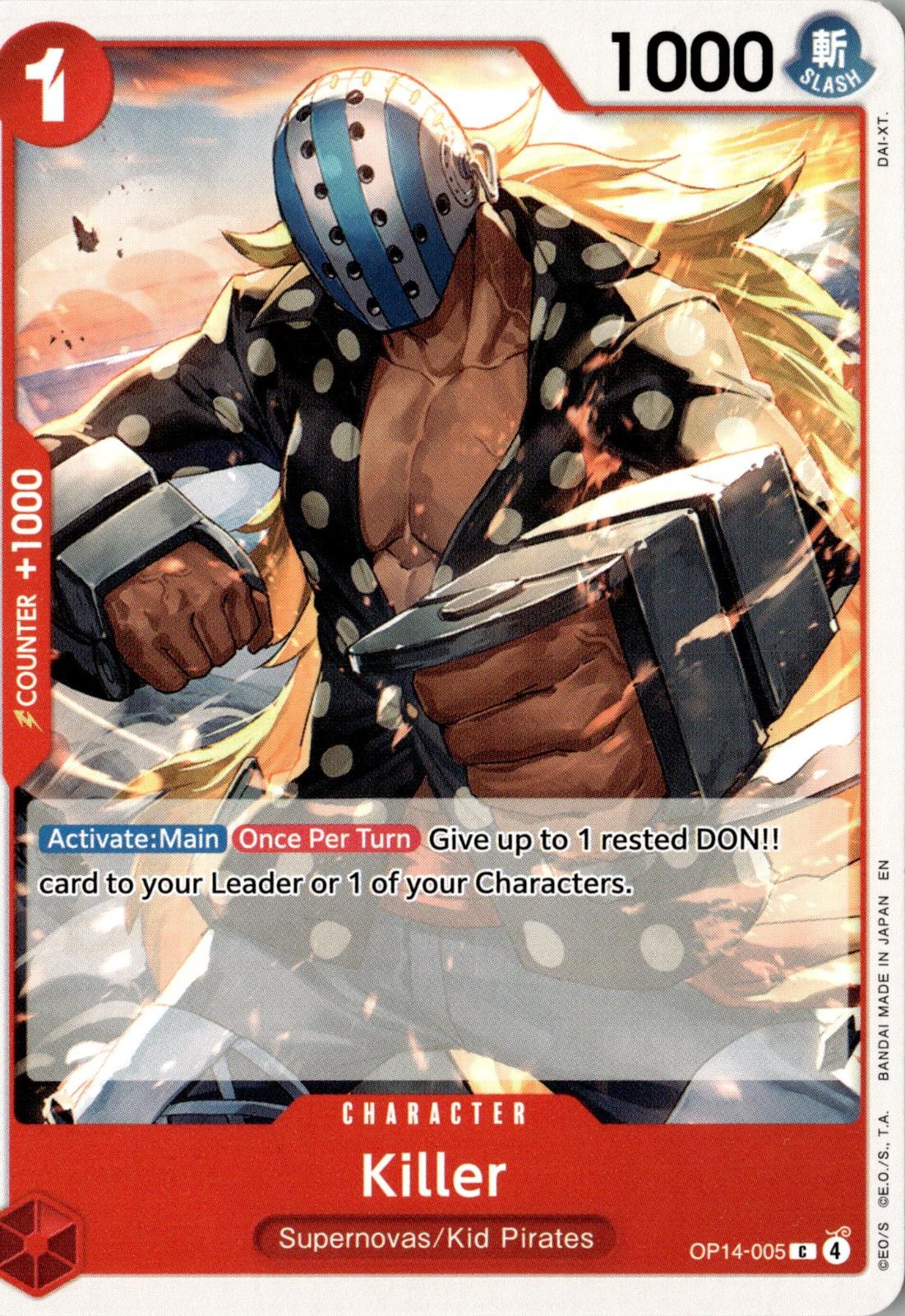 ONE PIECE KILLER OP14-005 COMMON THE AZURE SEA'S SEVEN RELEASE EVENT CARDS NM