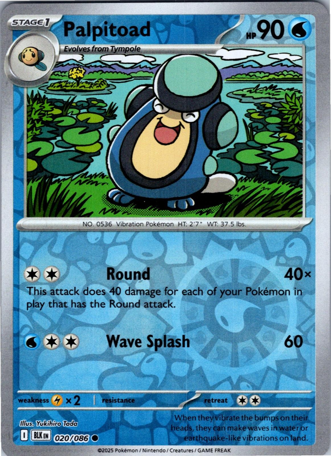 Palpitoad 020/086 Common Black Bolt Pokemon Lightly Played