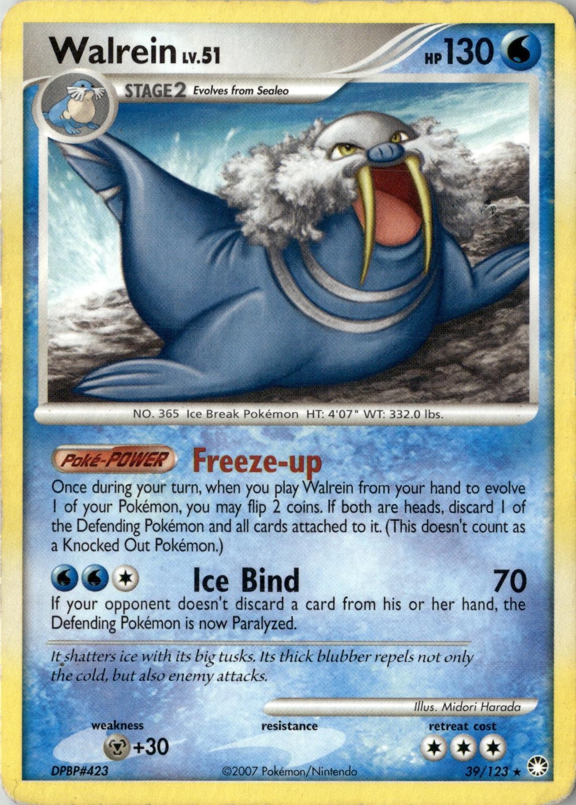 2007 POKEMON WALREIN 39/123 RARE MYSTERIOUS TREASURES LIGHTLY PLAYED