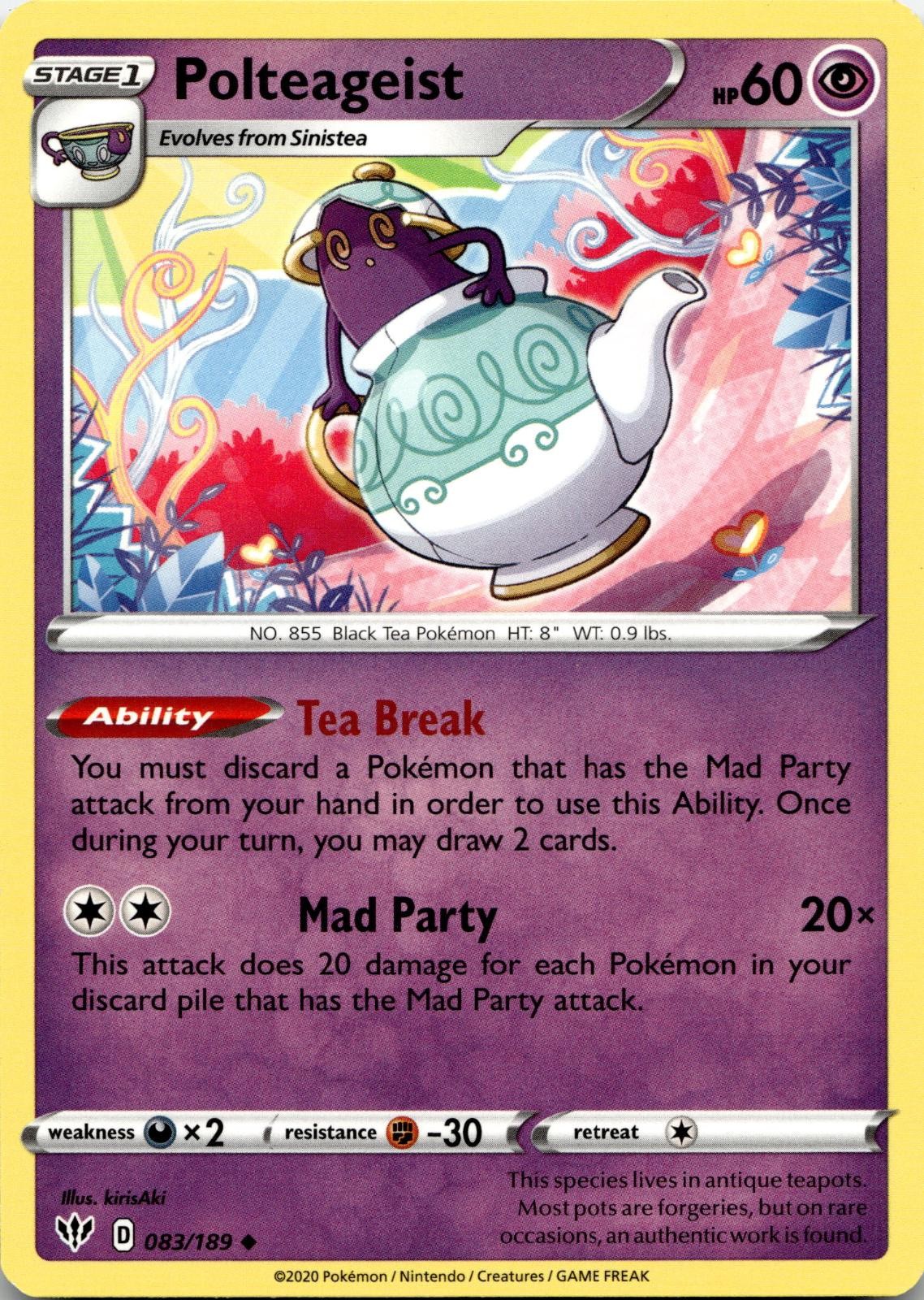 Polteageist 083/189 Uncommon Darkness Ablaze Pokemon Near Mint