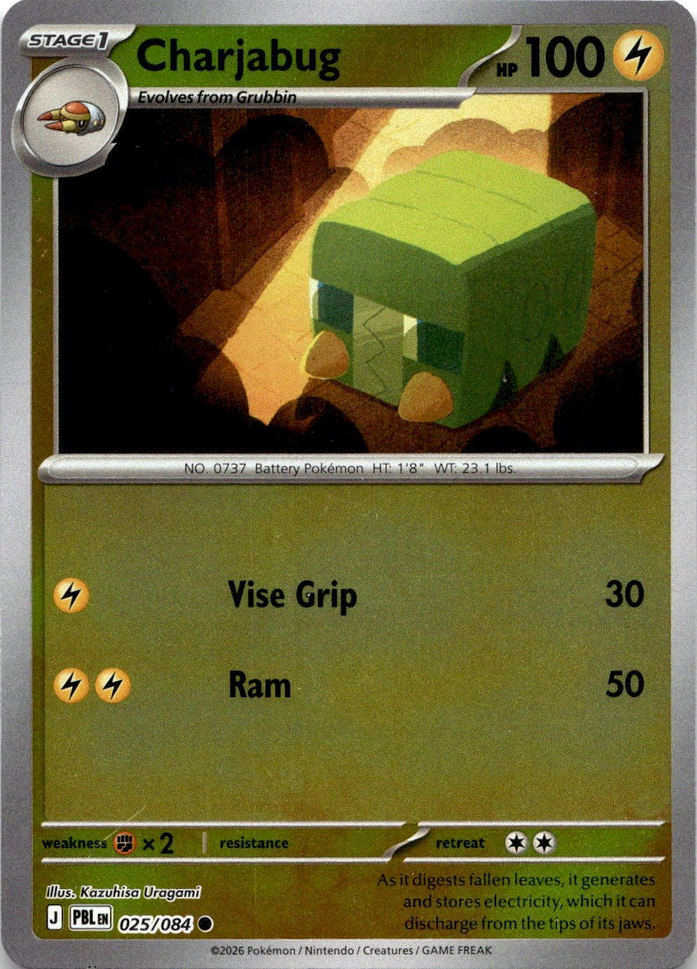 Charjabug 025/084 Common Pitch Black Pokemon Reverse Holo Near Mint