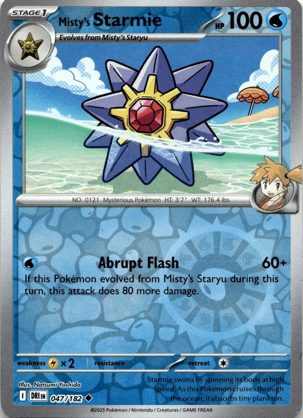 Misty's Starmie 047/182 Uncommon Destined Rivals Pokemon Reverse Holo Near Mint