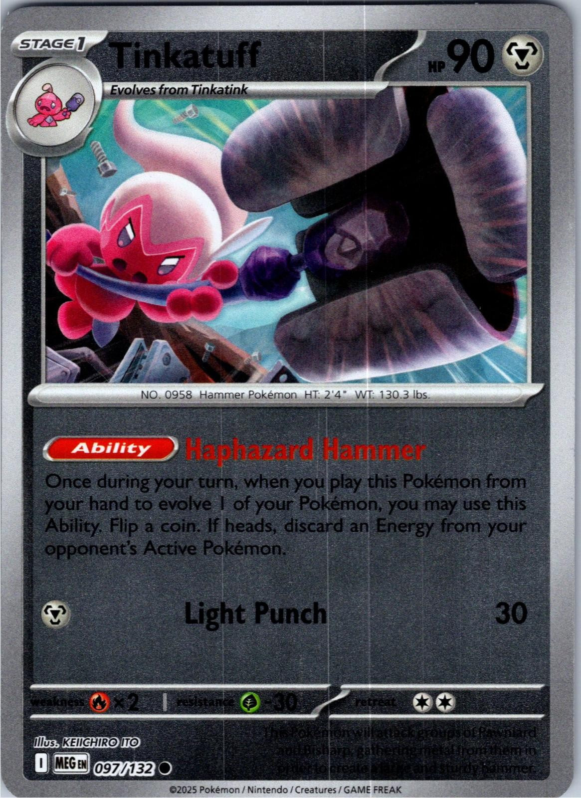 Tinkatuff 097/132 Common Mega Evolution Pokemon Lightly Played