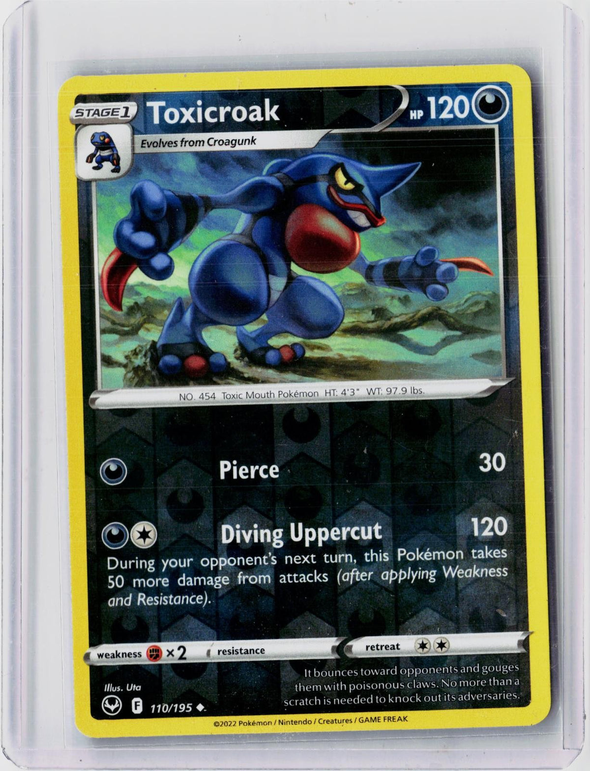 2022 POKEMON TOXICROAK 110/195 UNCOMMON SILVER TEMPEST REVERSE HOLO NEAR MINT