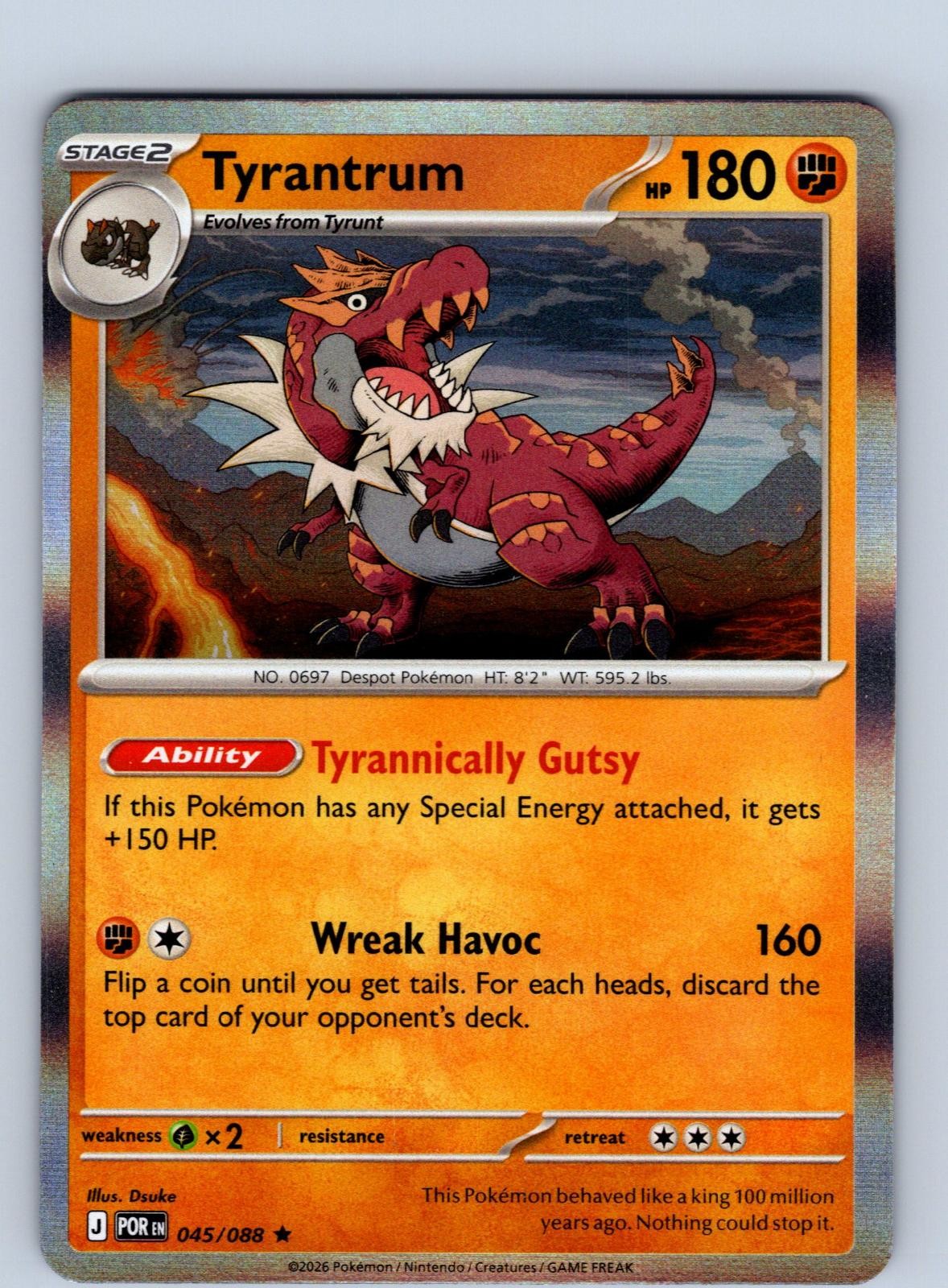 Tyrantrum 045/088 Holo Rare Perfect Order Pokemon Near Mint