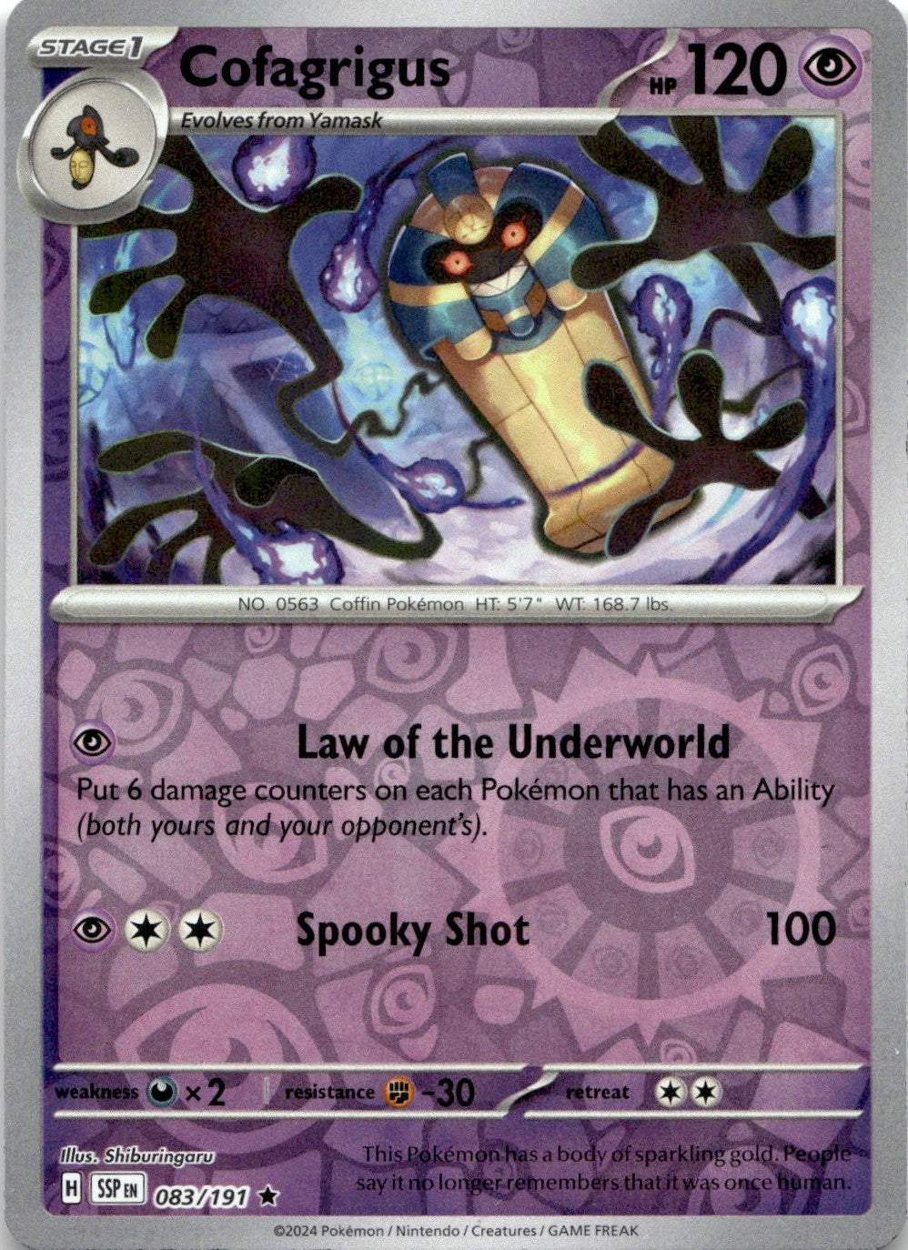 Cofagrigus 083/191 Rare Surging Sparks Pokemon Reverse Holo Near Mint