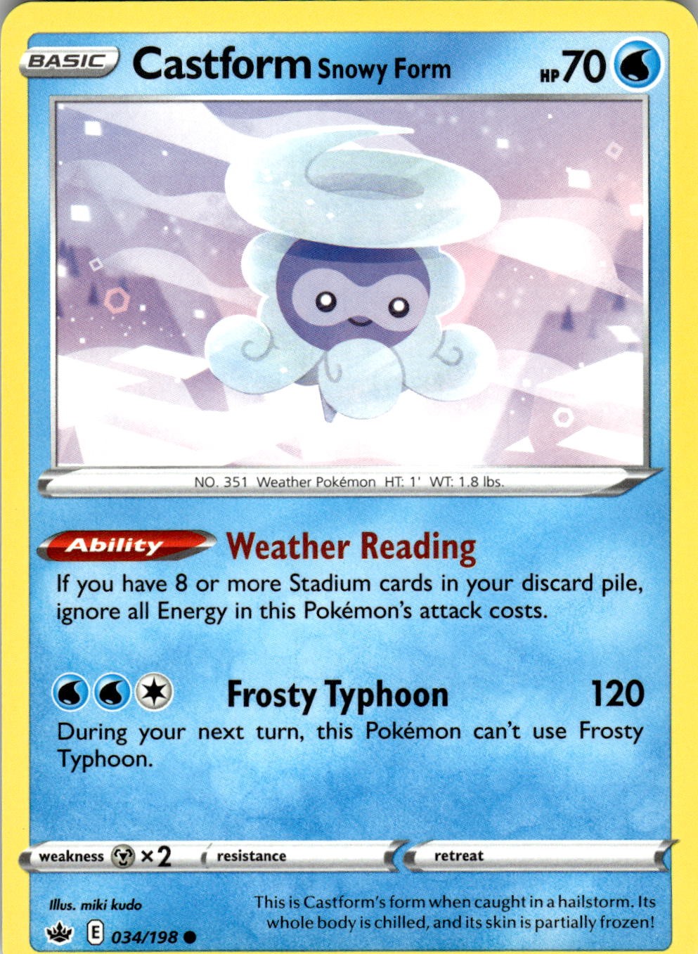 Castform Snowy Form 034/198 Common Chilling Reign Pokemon Near Mint