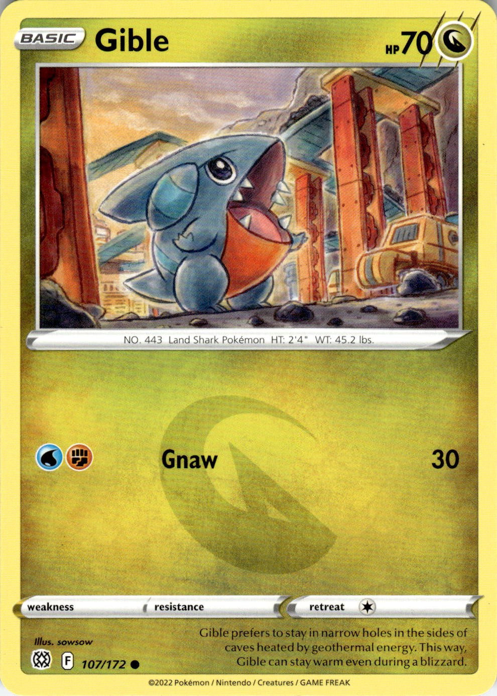 Gible 107/172 Common Brilliant Stars Pokemon Near Mint