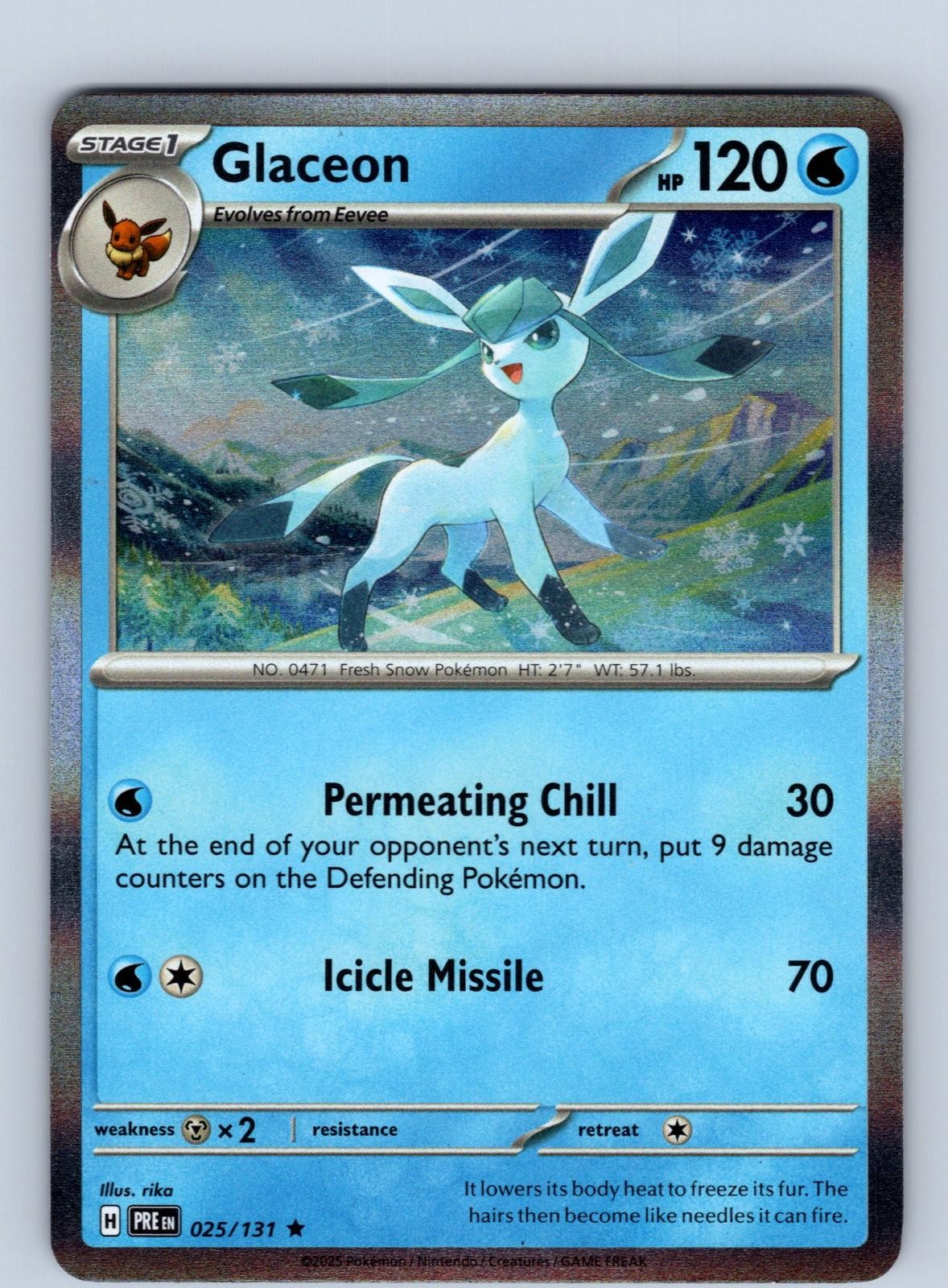 Glaceon 025/131 Holo Rare Prismatic Evolutions Pokemon Near Mint