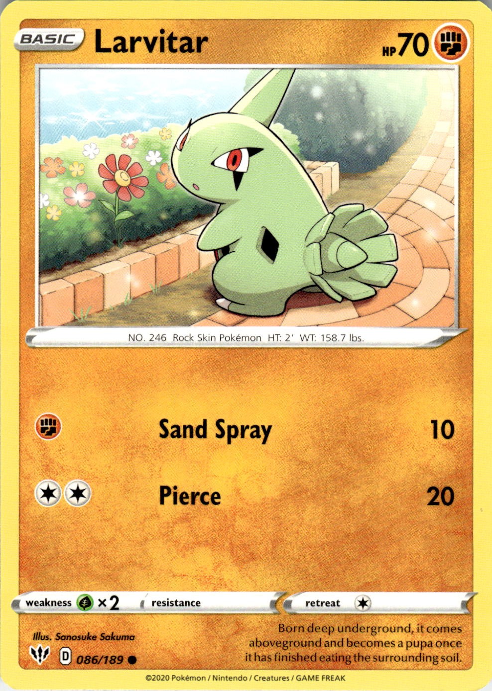 Larvitar 086/189 Common Darkness Ablaze Pokemon Near Mint