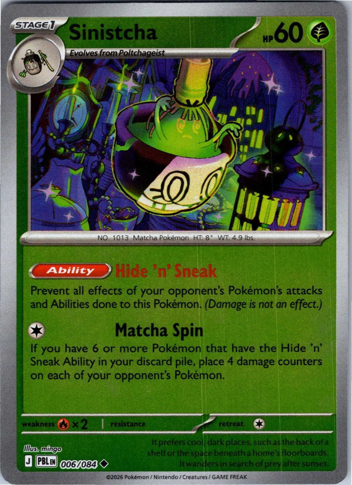 Sinistcha 006/084 Uncommon Pitch Black Pokemon Lightly Played