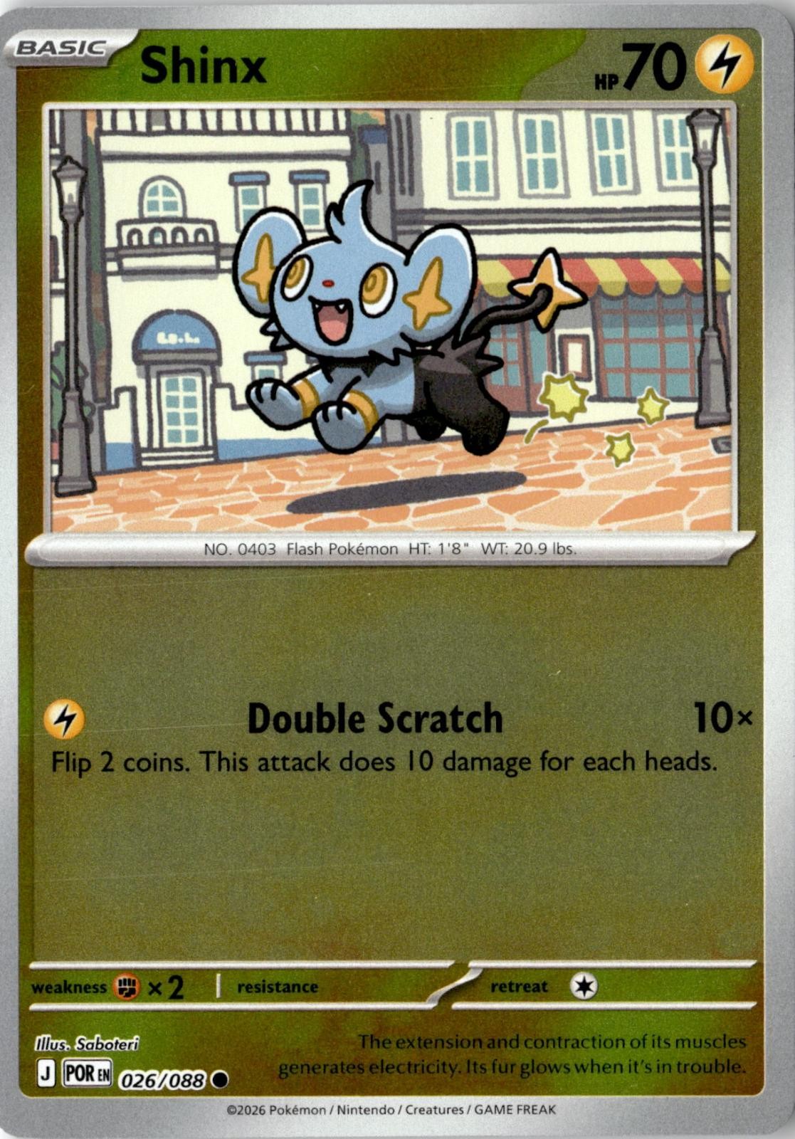 2026 POKEMON SHINX 026/088 COMMON PERFECT ORDER REVERSE HOLO NEAR MINT