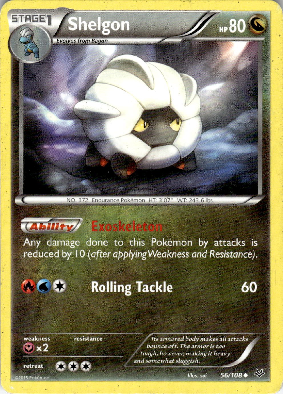 Shelgon 56/108 Uncommon Roaring Skies Pokemon Near Mint