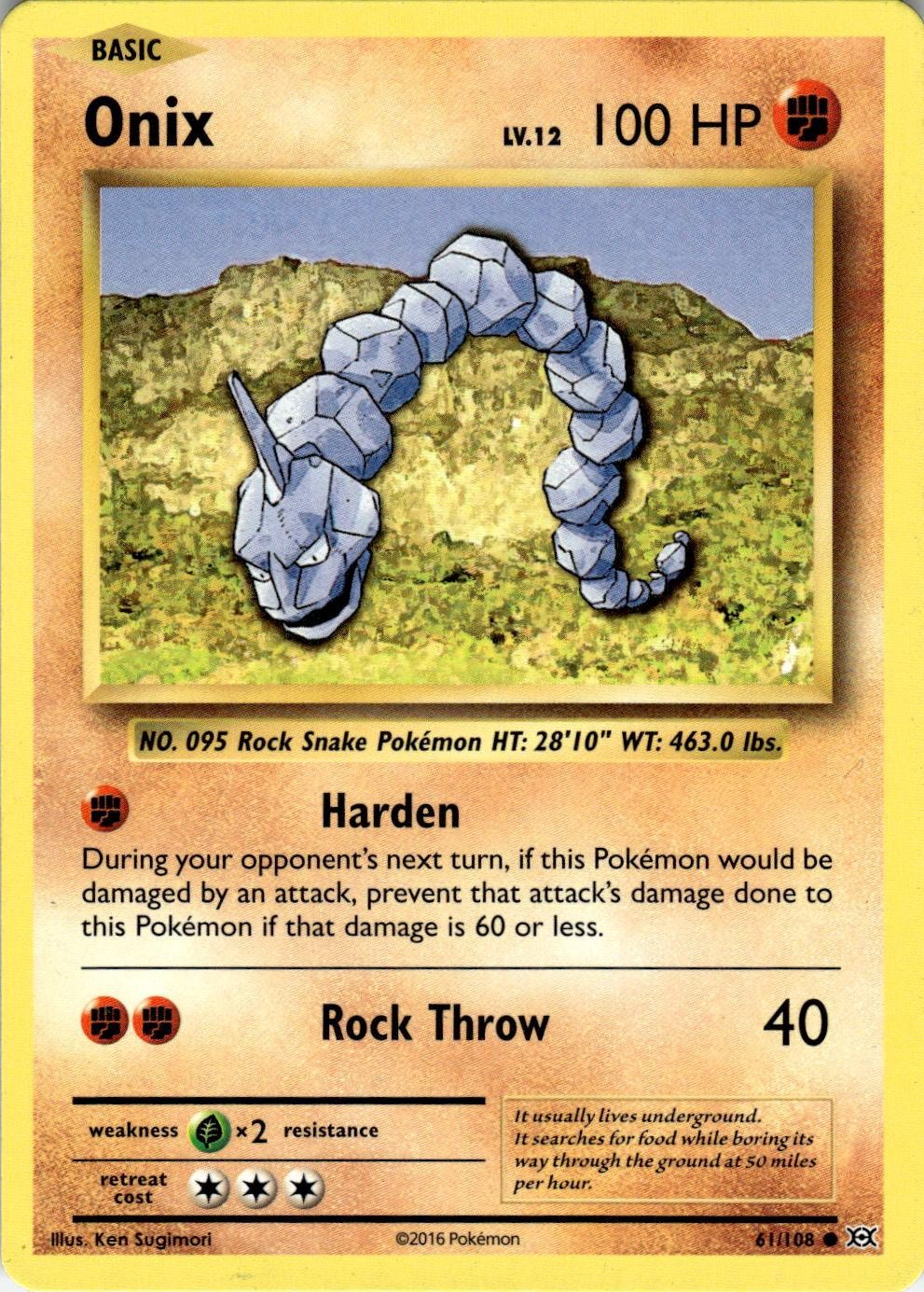 Onix 61/108 Common Evolutions Pokemon Near Mint