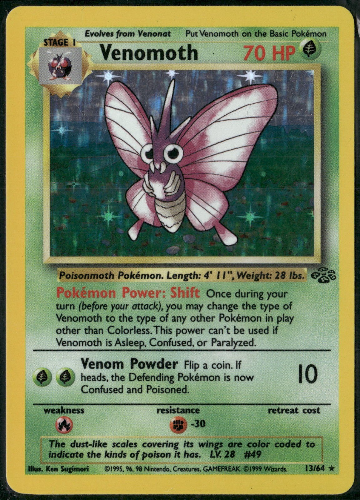 Venomoth (13) Unlimited Holo Rare Jungle 13/64 NM