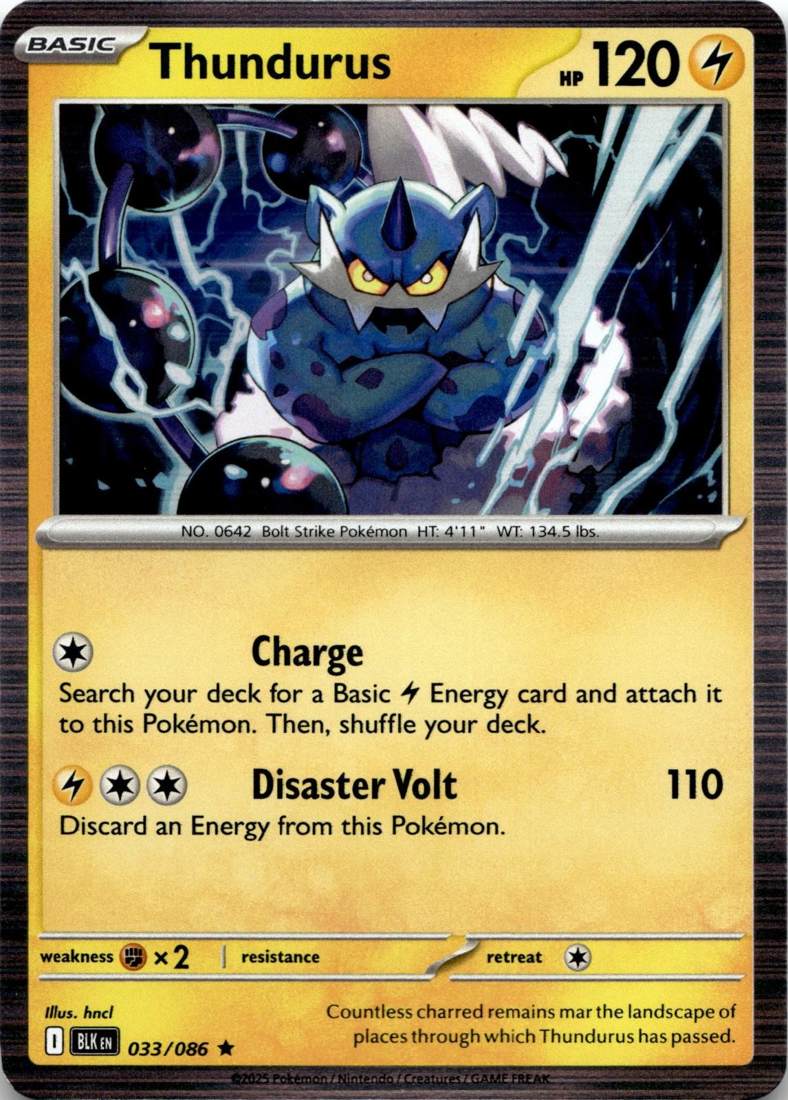 Thundurus 033/086 Holo Rare Black Bolt Pokemon Near Mint