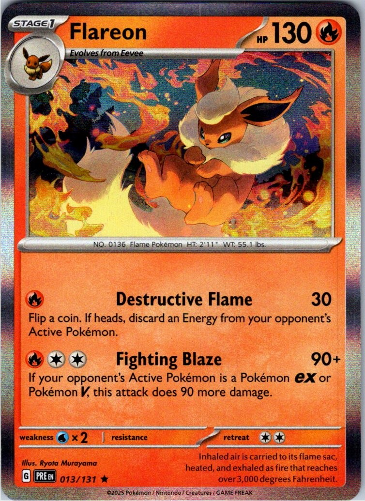 Flareon 013/131 Holo Rare Prismatic Evolutions Pokemon Near Mint