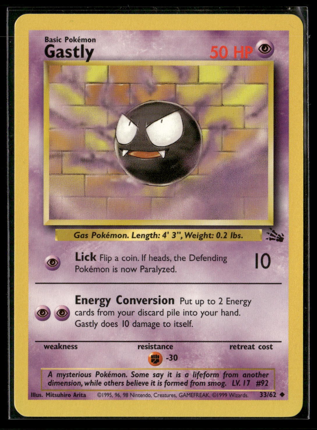Gastly Unlimited Uncommon Fossil 33/62 NM