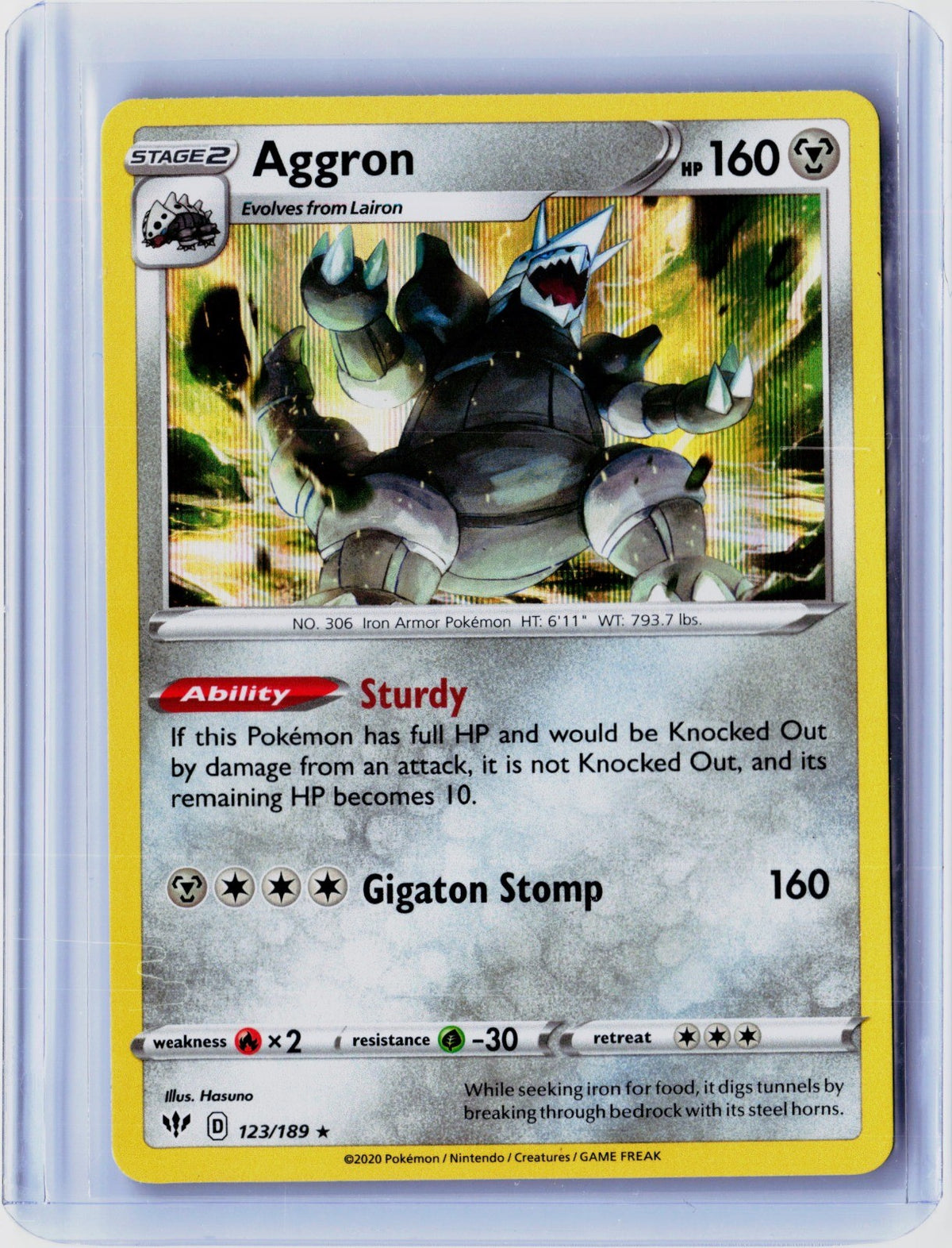 Aggron Holo Rare SWSH03: Darkness Ablaze 123/189 NM