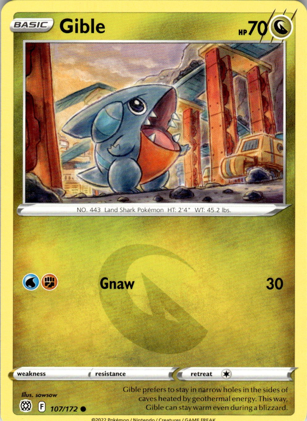Gible 107/172 Common Brilliant Stars Pokemon Near Mint