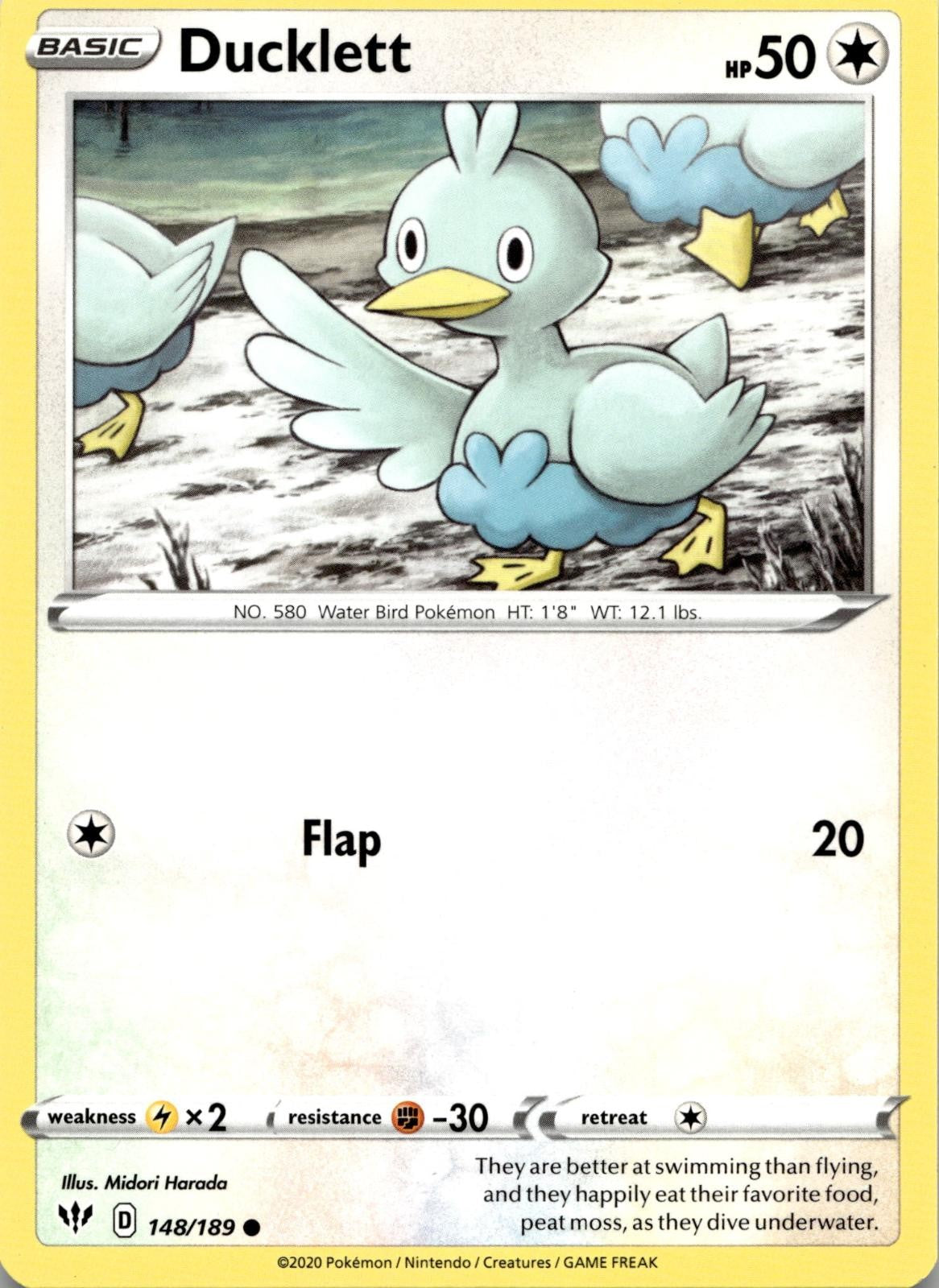 Ducklett 148/189 Common Darkness Ablaze Pokemon Near Mint