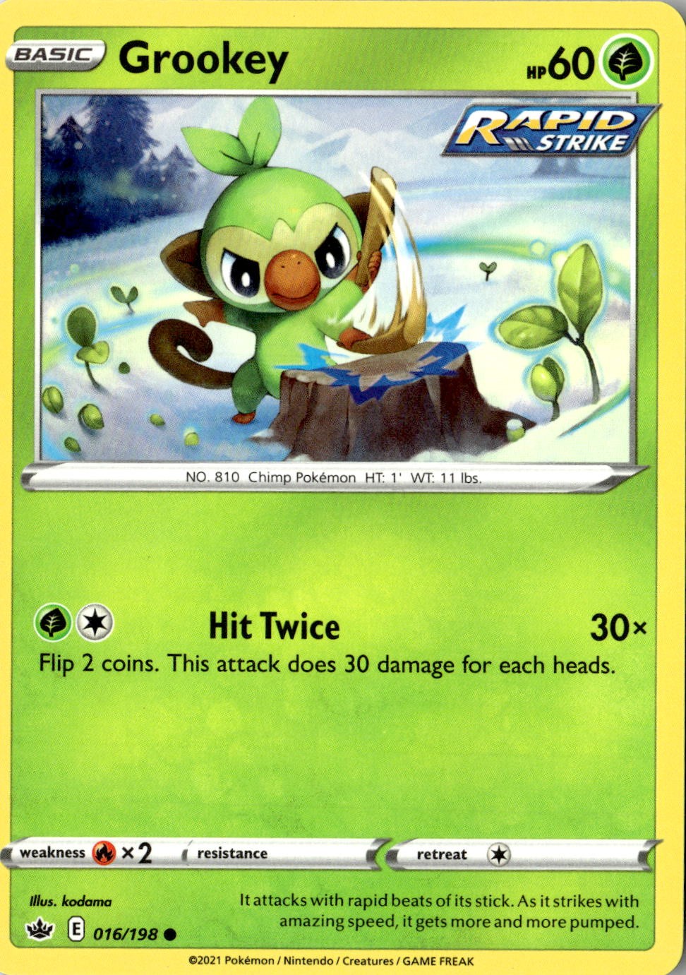 2021 POKEMON GROOKEY 016/198 COMMON CHILLING REIGN NEAR MINT