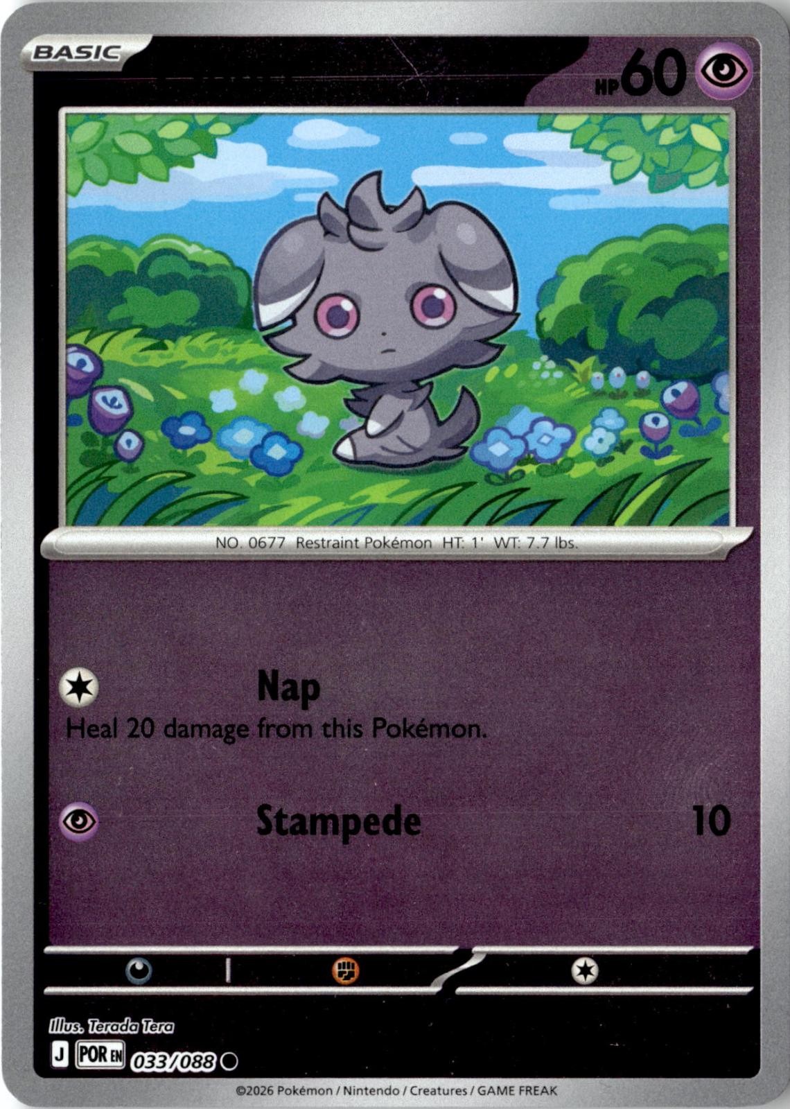 2026 POKEMON ESPURR 033/088 COMMON PERFECT ORDER REVERSE HOLO NEAR MINT