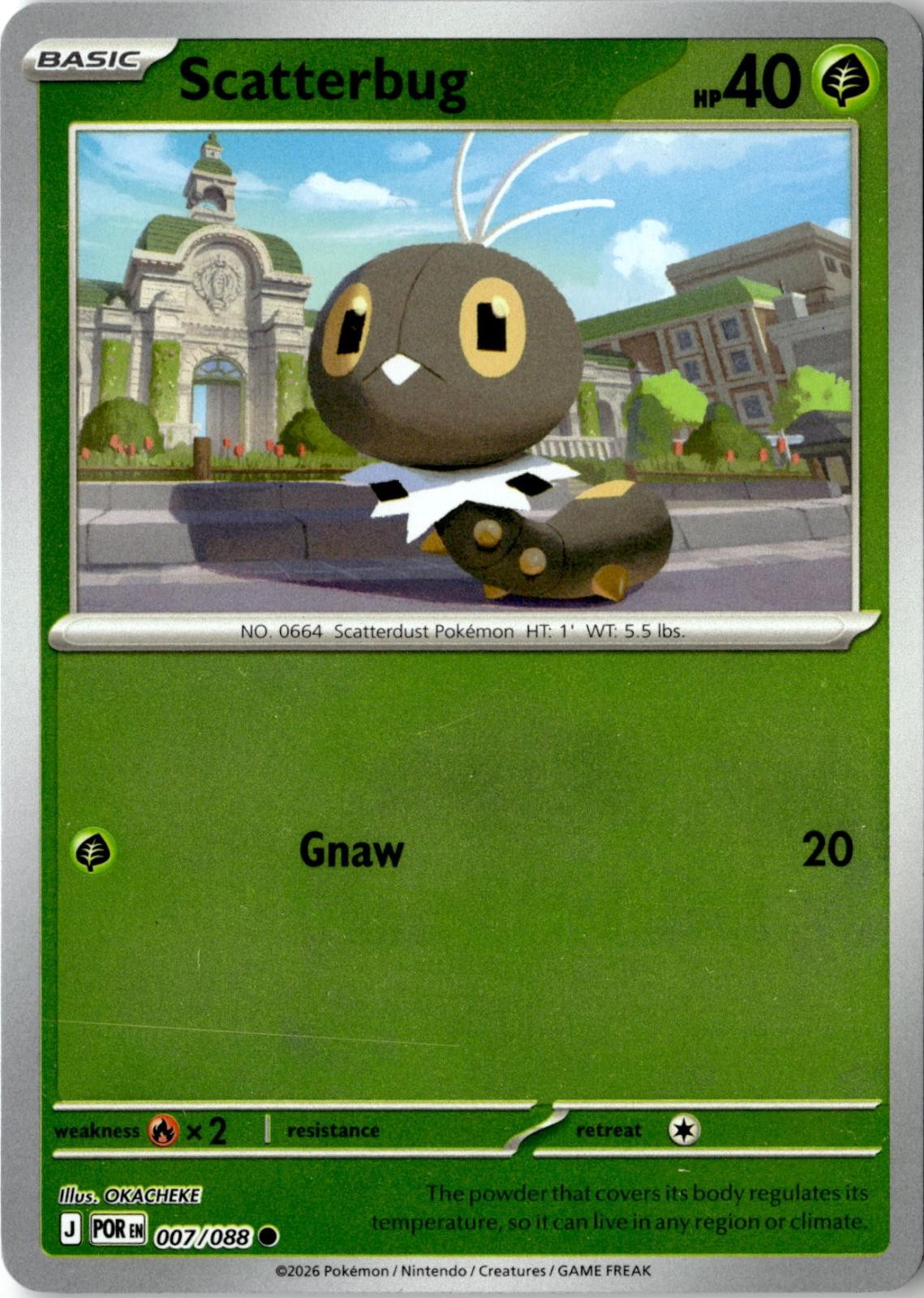 2026 POKEMON SCATTERBUG 007/088 COMMON PERFECT ORDER REVERSE HOLO NEAR MINT
