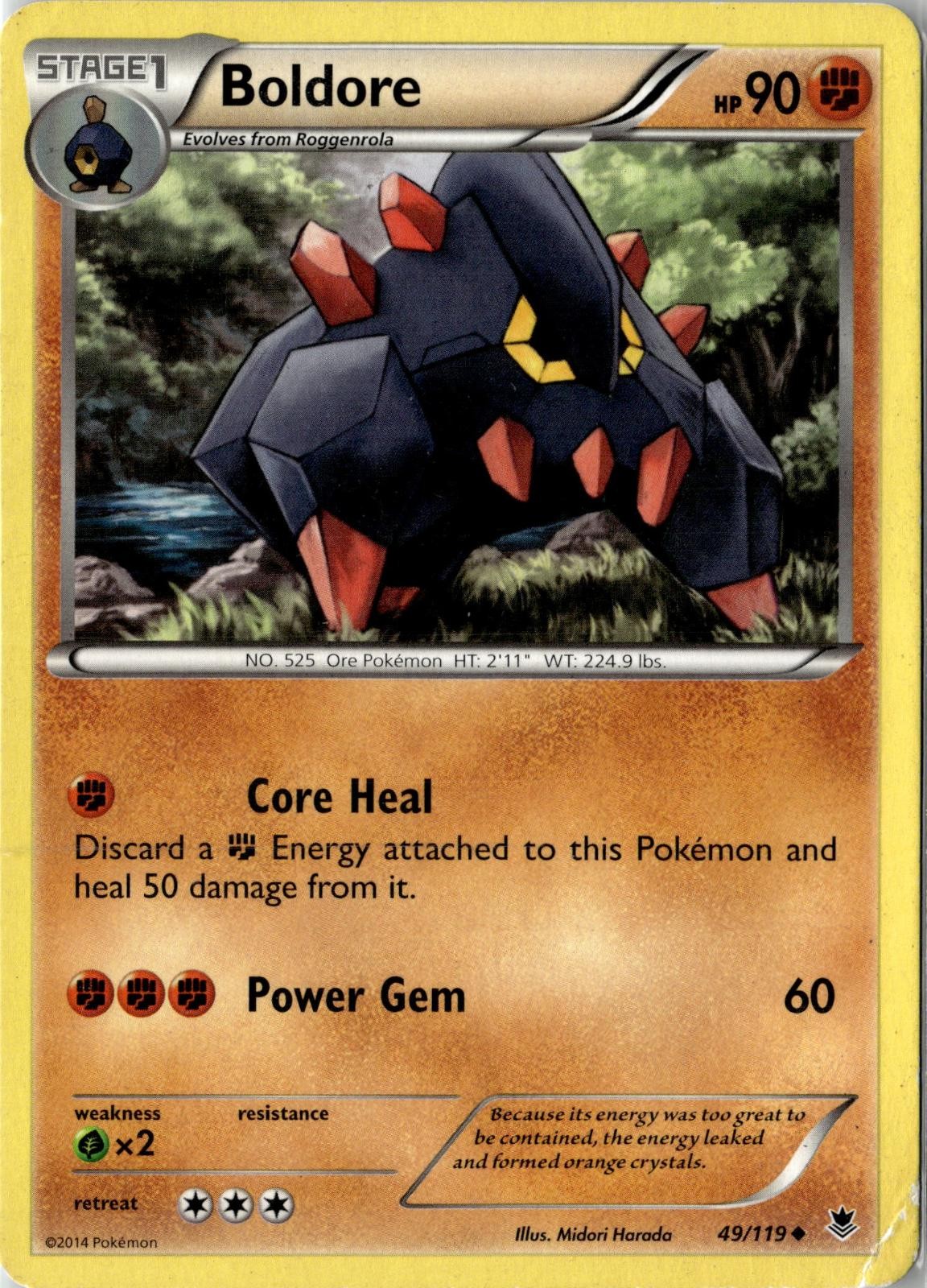 2014 POKEMON BOLDORE 49/119 UNCOMMON PHANTOM FORCES HEAVILY PLAYED