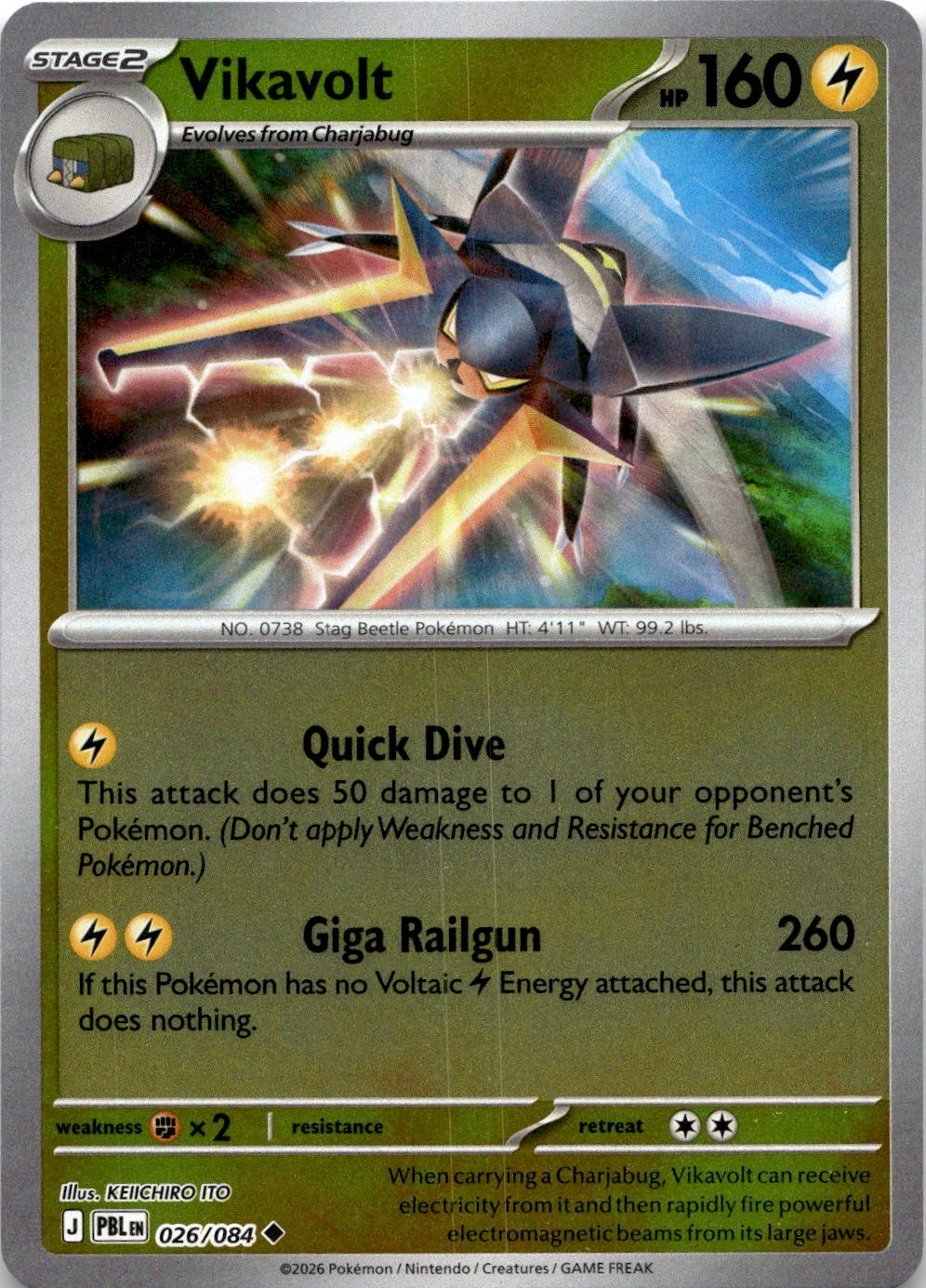 Vikavolt 026/084 Uncommon Pitch Black Pokemon Reverse Holo Near Mint