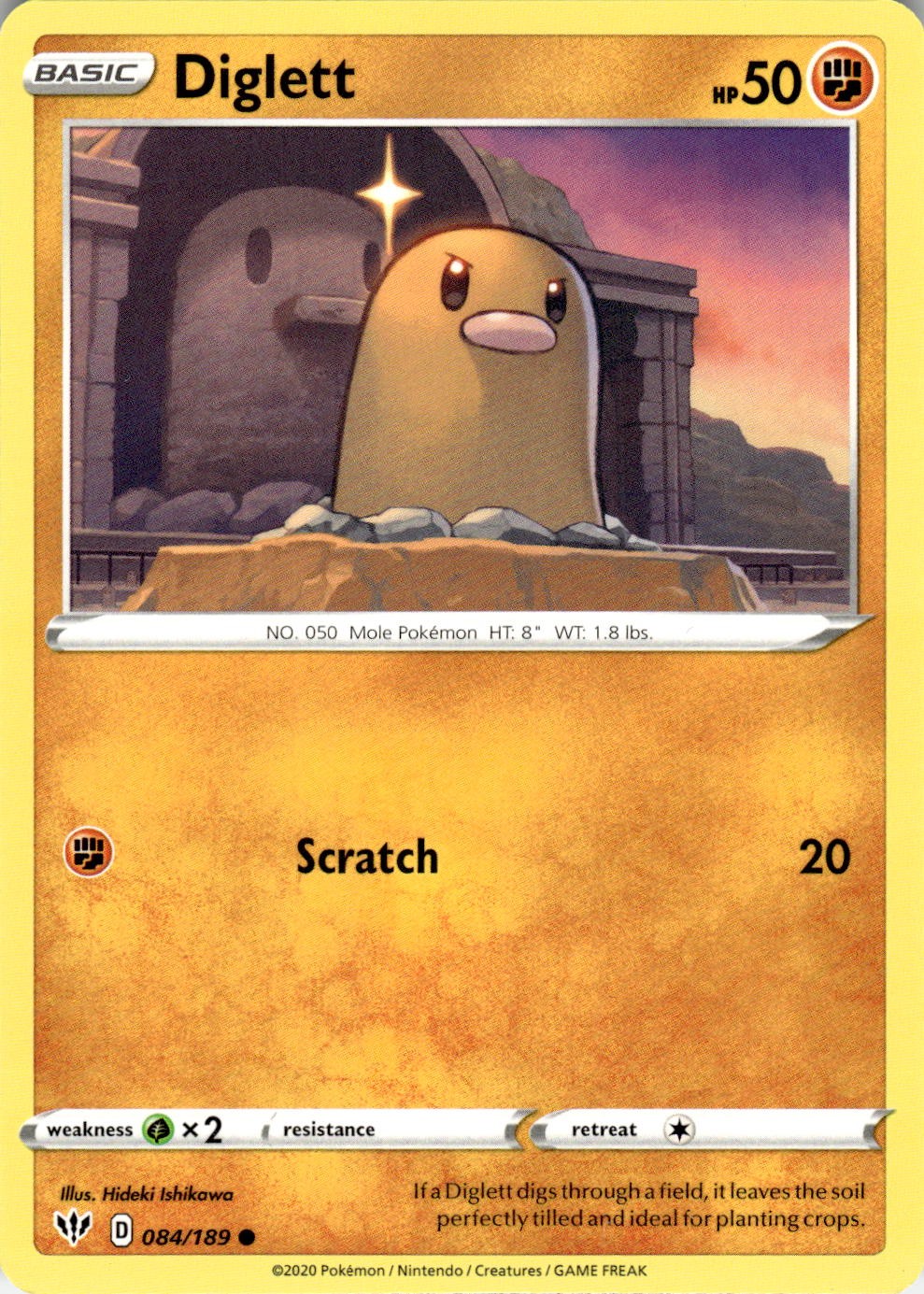 Diglett 084/189 Common Darkness Ablaze Pokemon Near Mint