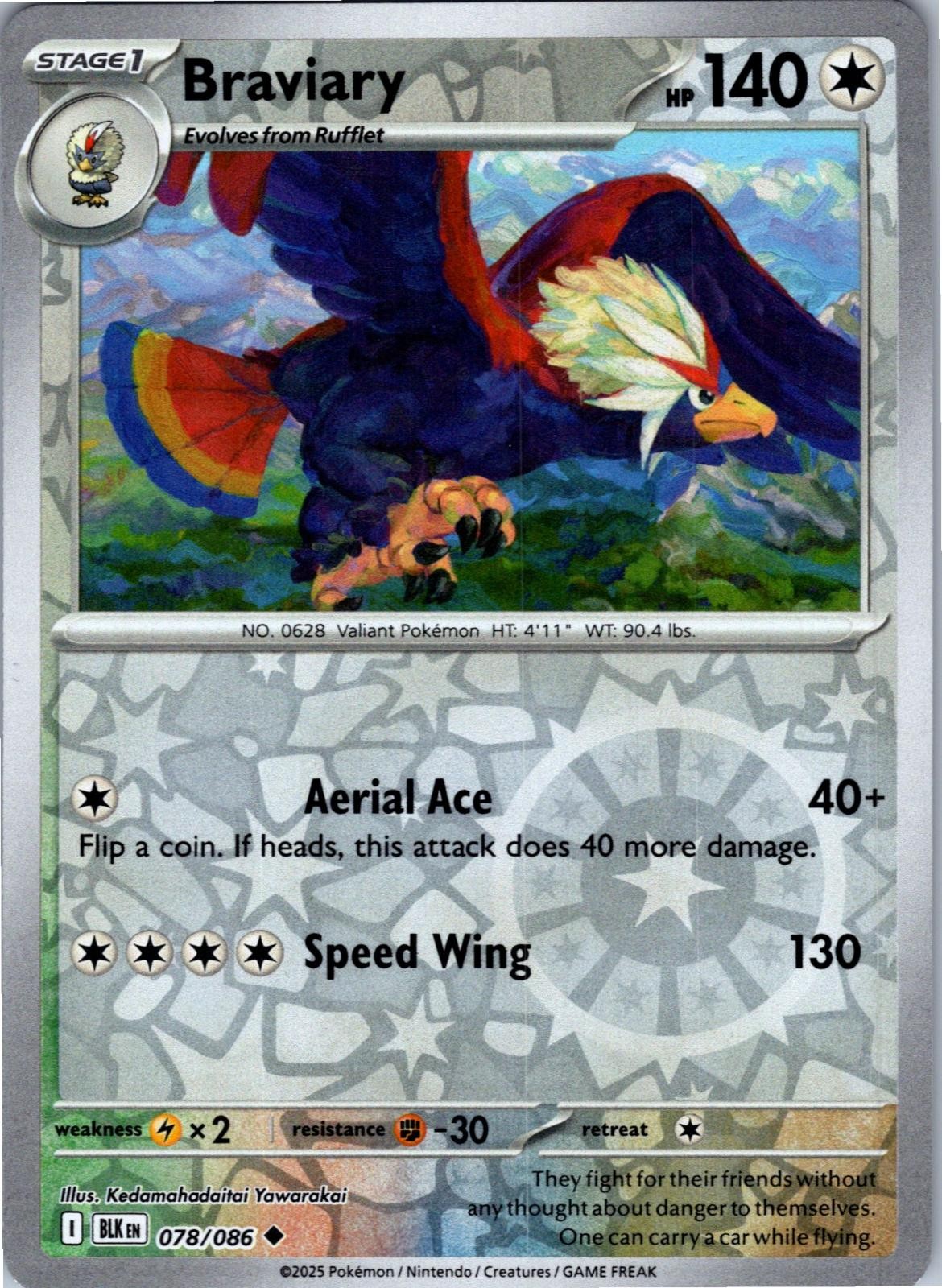 Braviary 078/086 Uncommon Black Bolt Pokemon Lightly Played