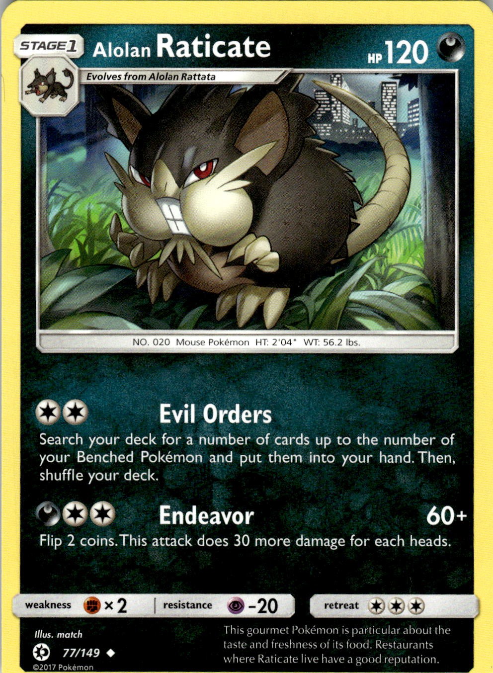 Alolan Raticate 77/149 Uncommon SM Base Set Pokemon Near Mint