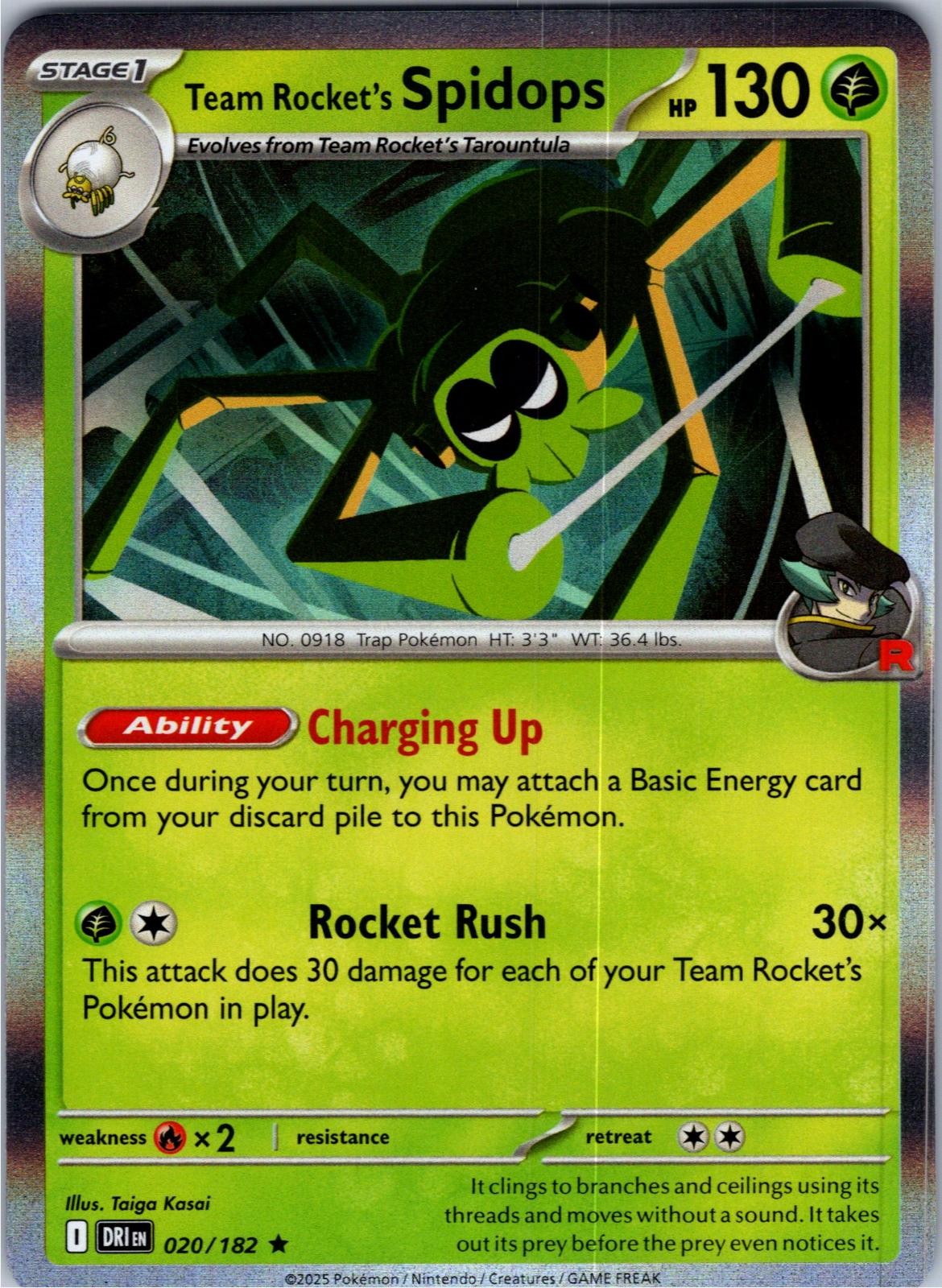 Team Rocket's Spidops 20/182 Rare Deck Exclusives Pokemon Lightly Played