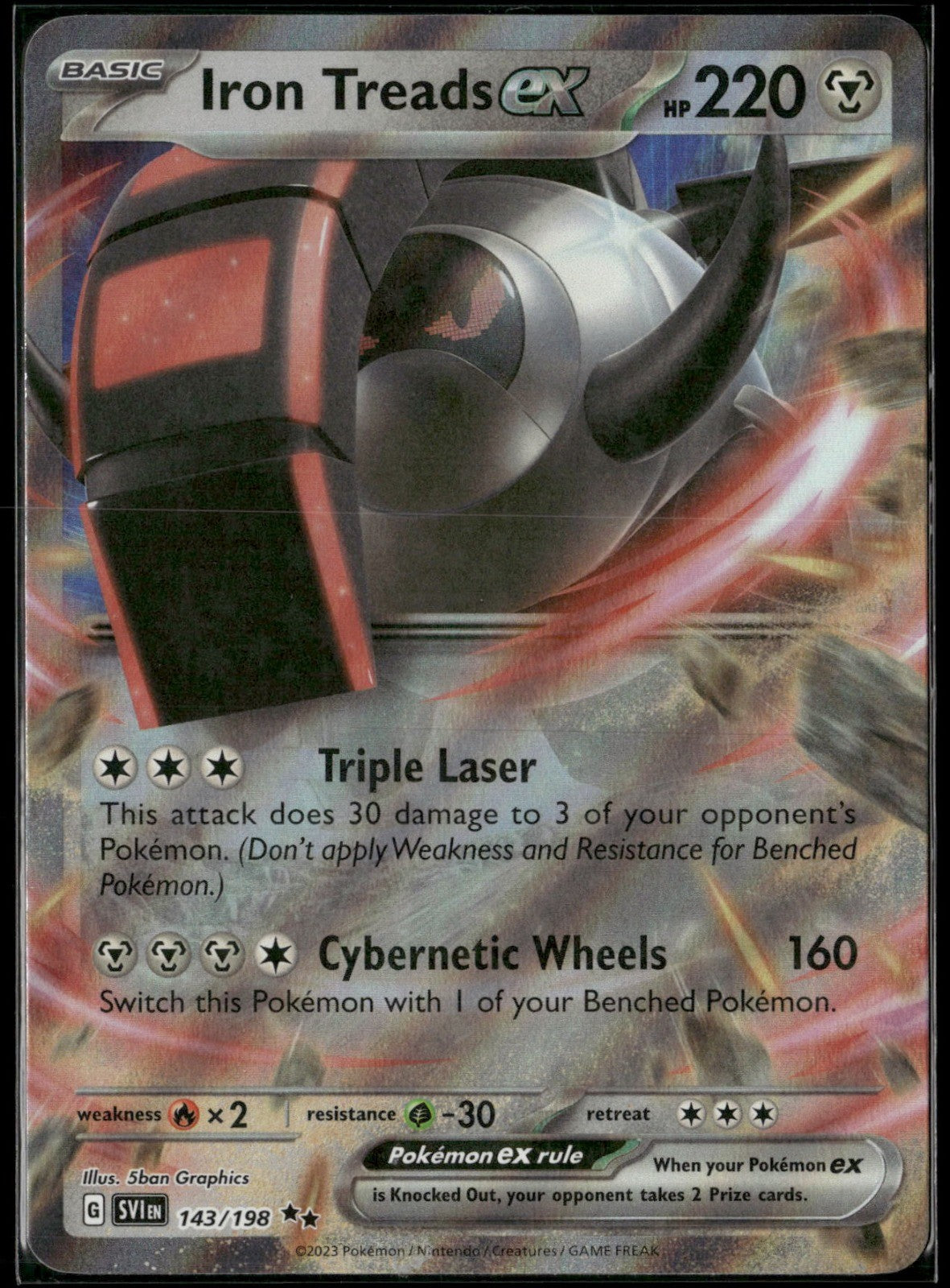 Iron Treads ex Holo Double Rare SV01: Scarlet & Violet Base Set 143/198 NM