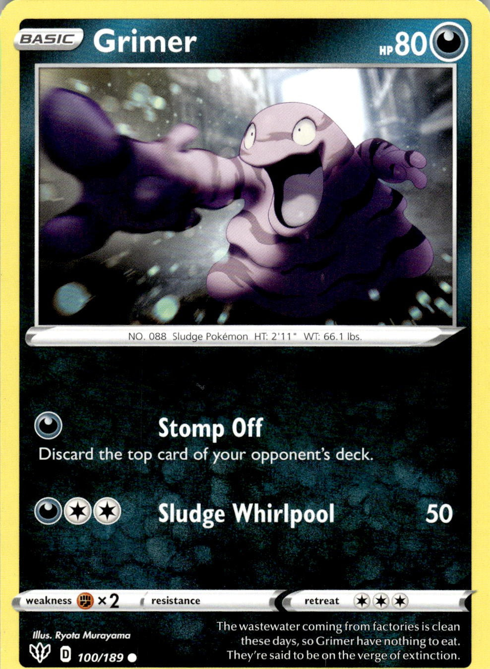 Grimer 100/189 Common Darkness Ablaze Pokemon Near Mint