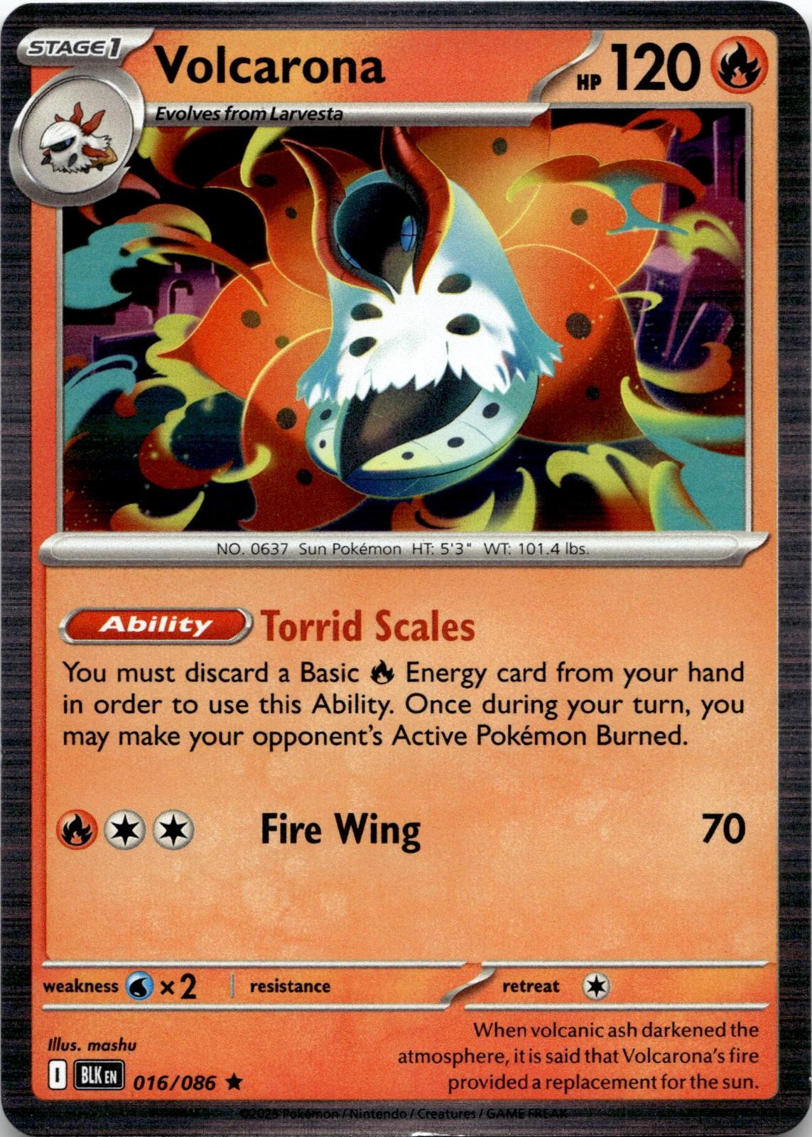 Volcarona 016/086 Holo Rare Black Bolt Pokemon Near Mint