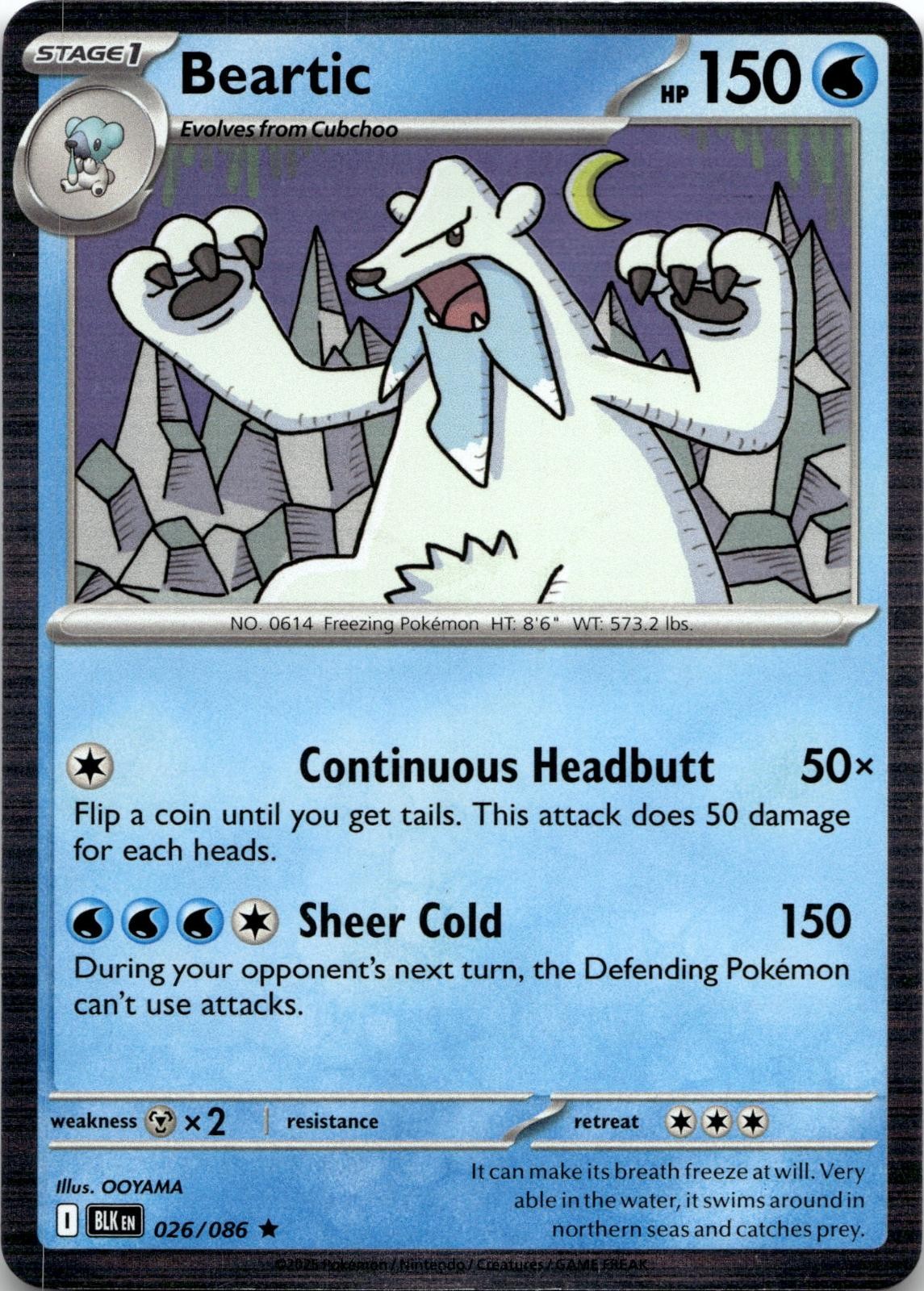 Beartic 026/086 Holo Rare Black Bolt Pokemon Near Mint