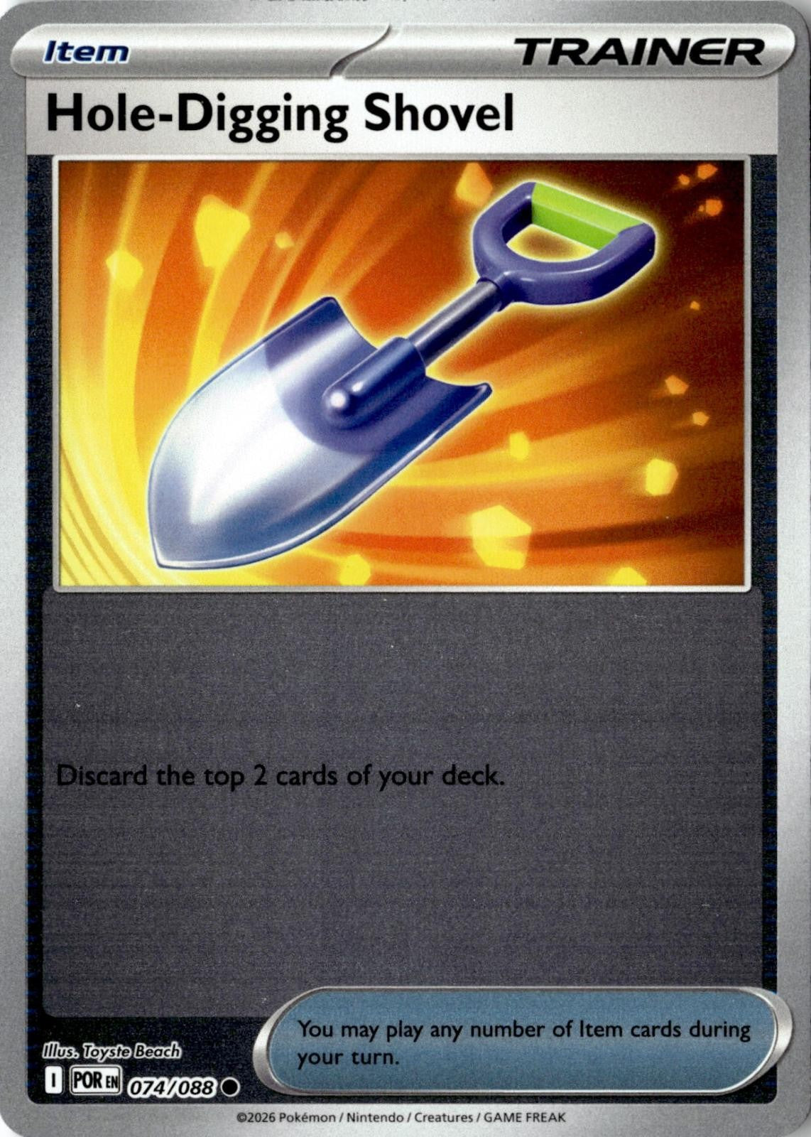 2026 POKEMON HOLE-DIGGING SHOVEL 074/088 COMMON PERFECT ORDER REVERSE HOLO NM