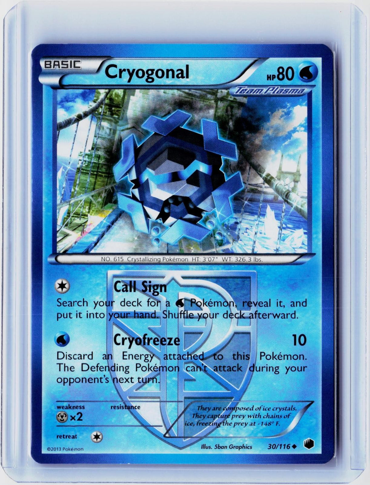 2013 POKEMON CRYOGONAL 30/116 UNCOMMON PLASMA FREEZE NEAR MINT